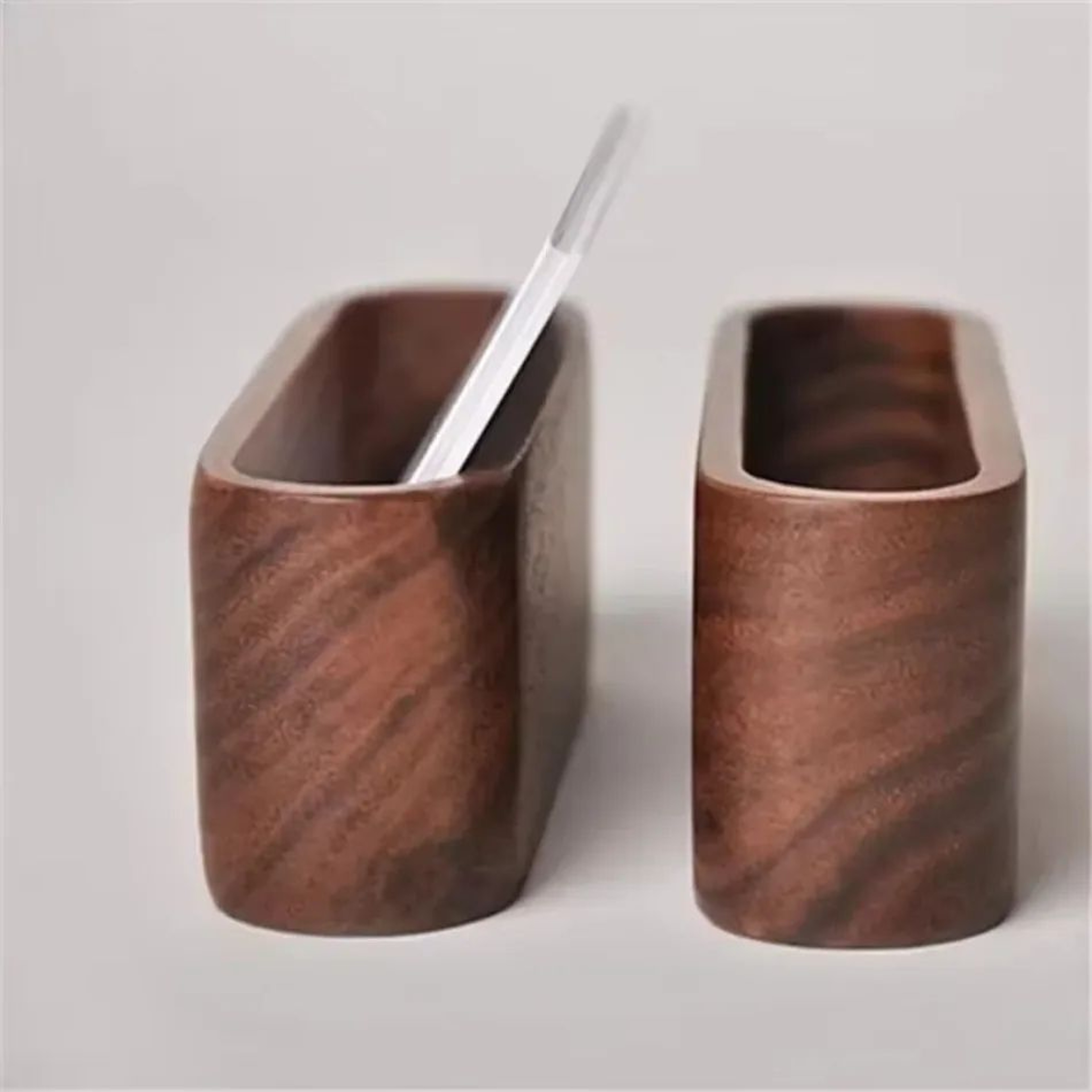 Black Walnut Wooden Business Card Box  Solid Wood Desktop Business Card Holder With Large Capacity  3