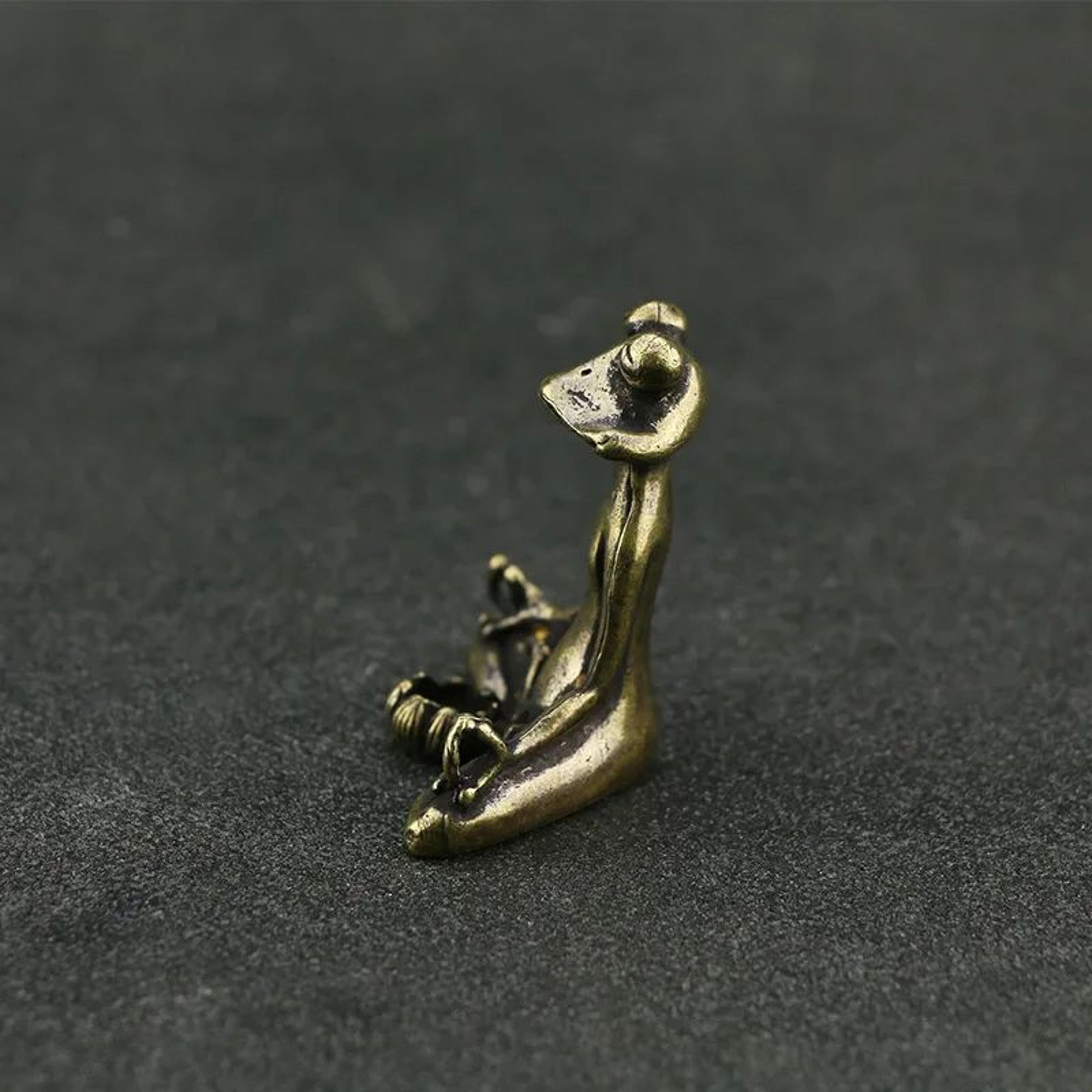 Vintage Brass Zen Frog Statue  Buddhist Meditation Decor Incense Burner  Tea Pet Sculpture 2