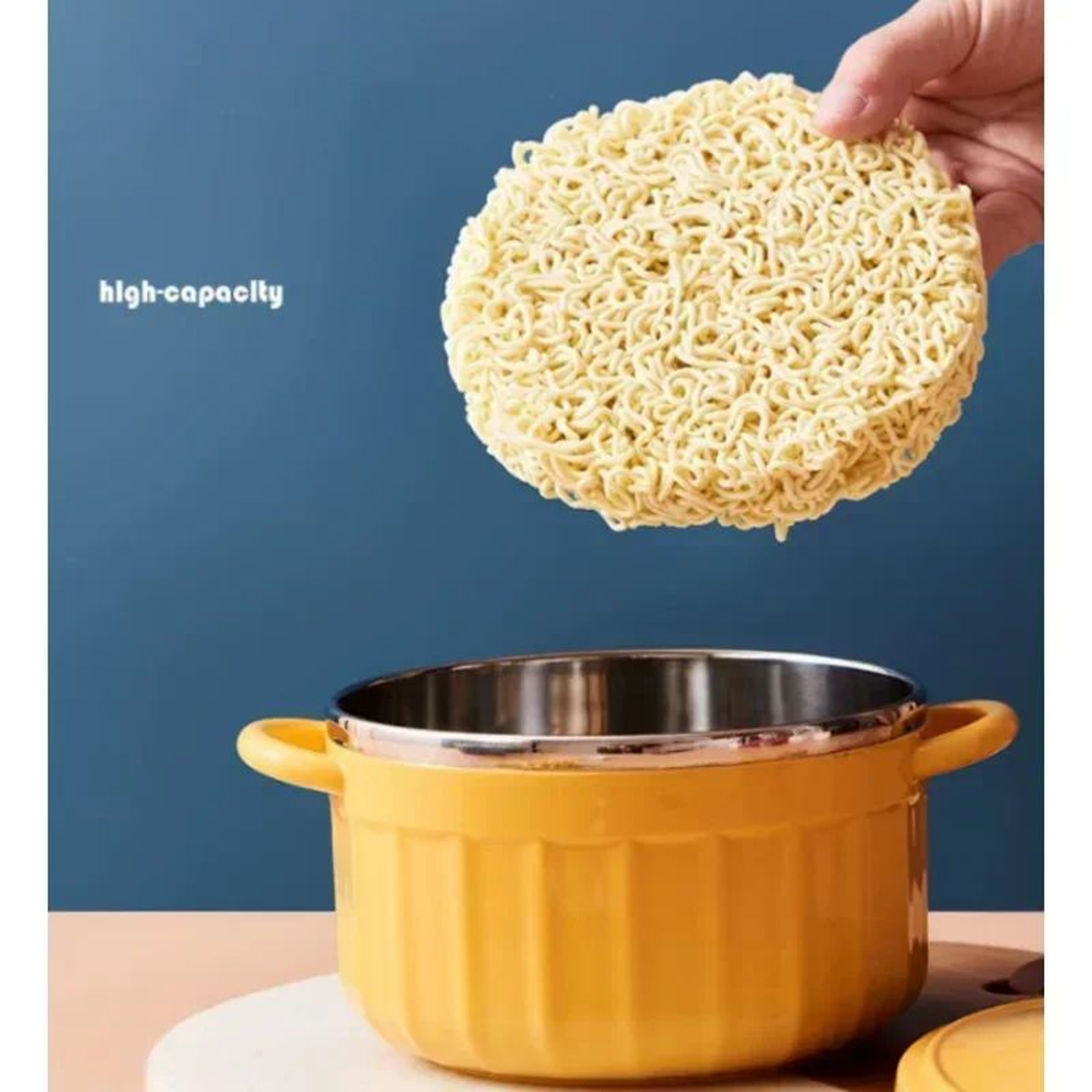 Stainless Steel Noodle Bowl With Lid MicrowaveSafe Double Handle Soup Bowl 4