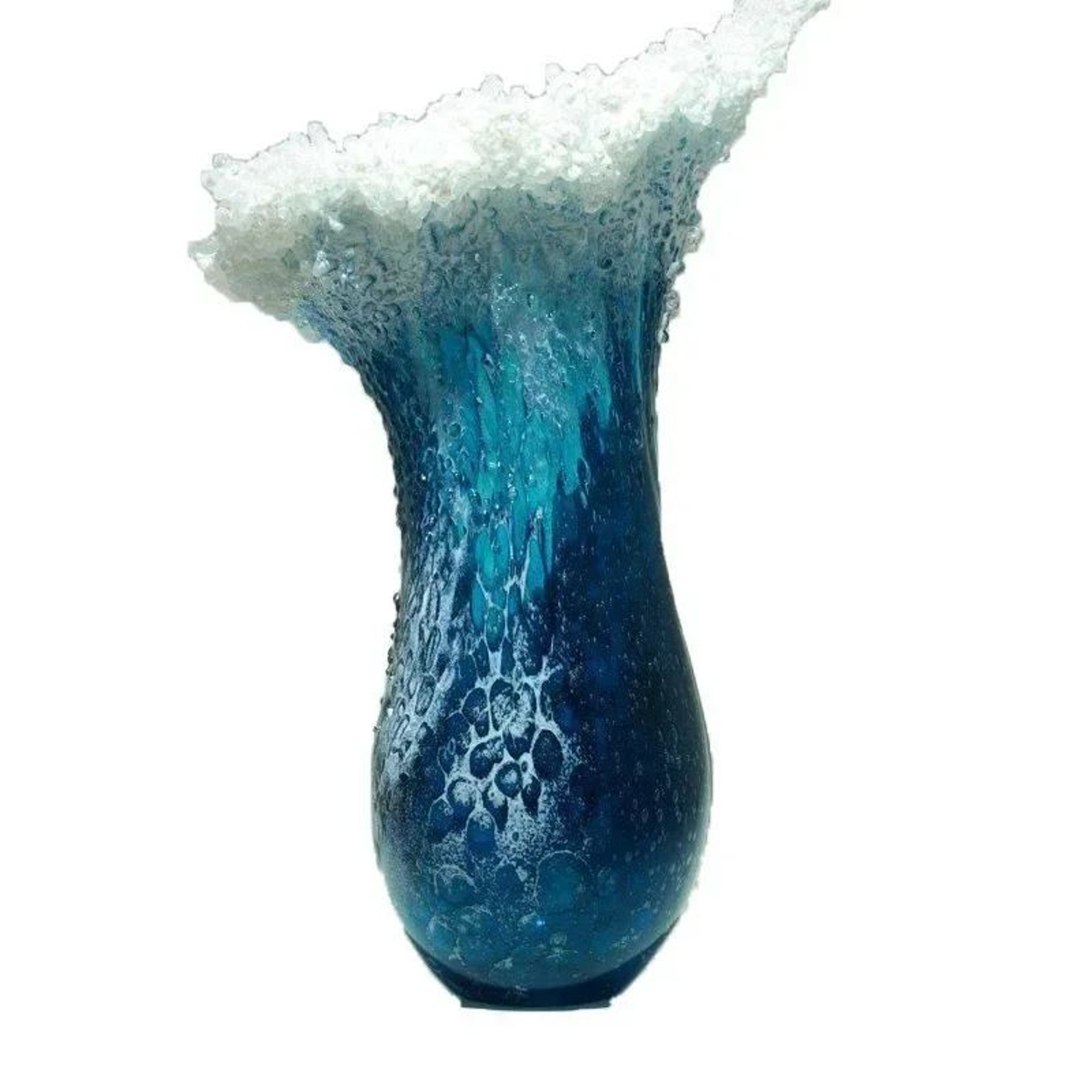 Coastal Ocean Wave Resin Vase  Blue Decorative Home Decor  Tabletop Centerpiece 4