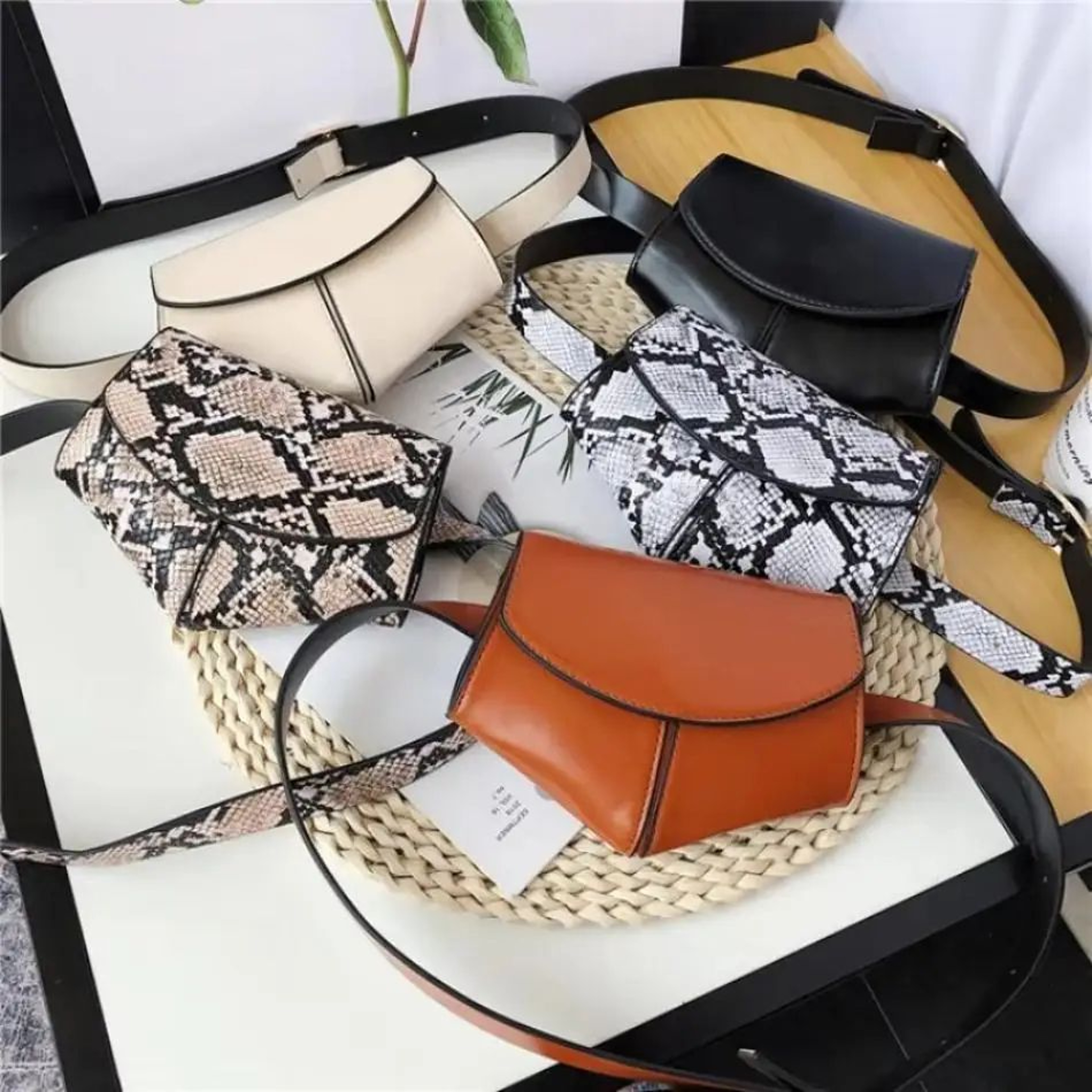Chic Snakeskin Waist Saddle Bag  Trendy Women Waist Bag With Belt Design 5