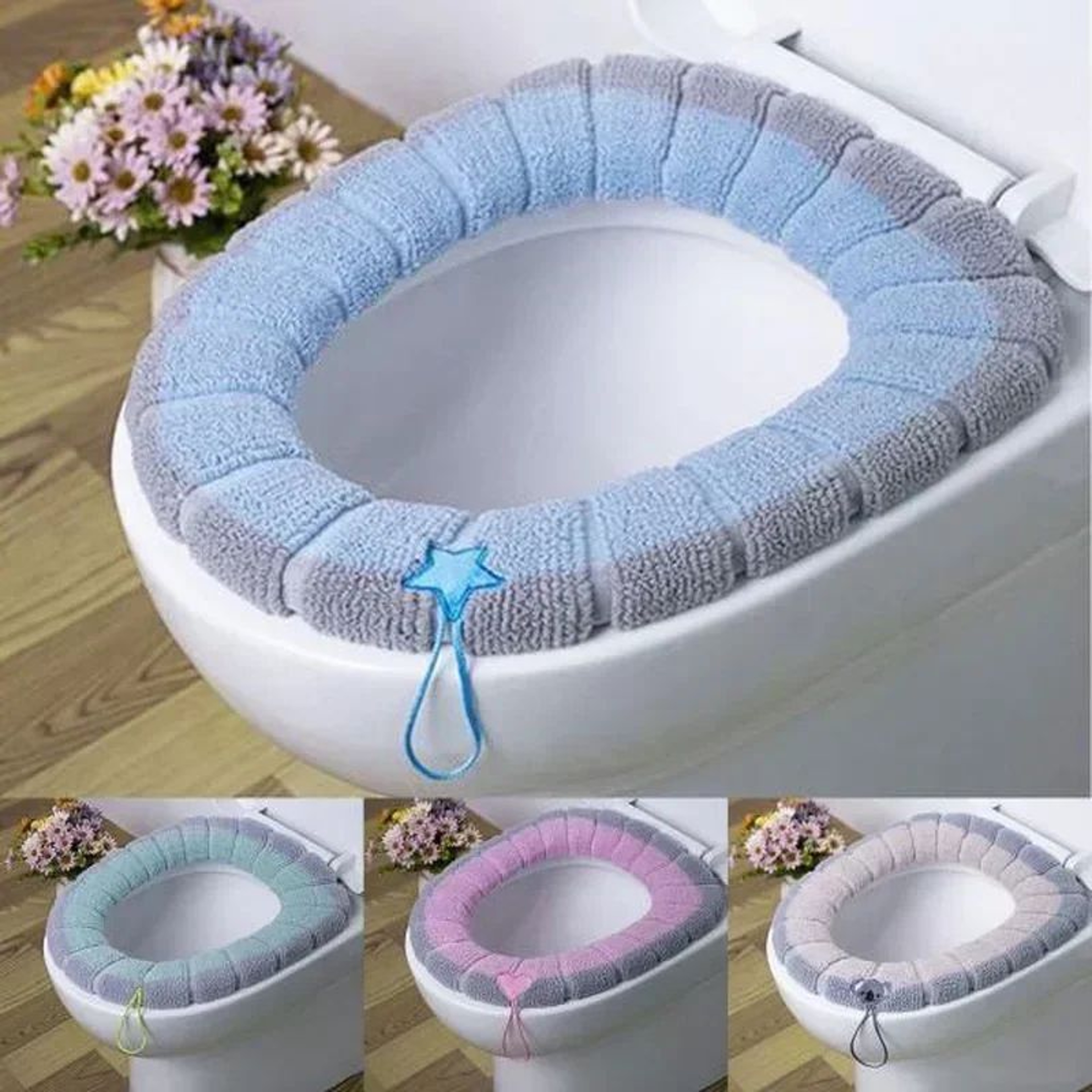 Thickened Toilet Seat Cover Pad  Warm Washable  NonSlip Soft Toilet Seat Cover 0