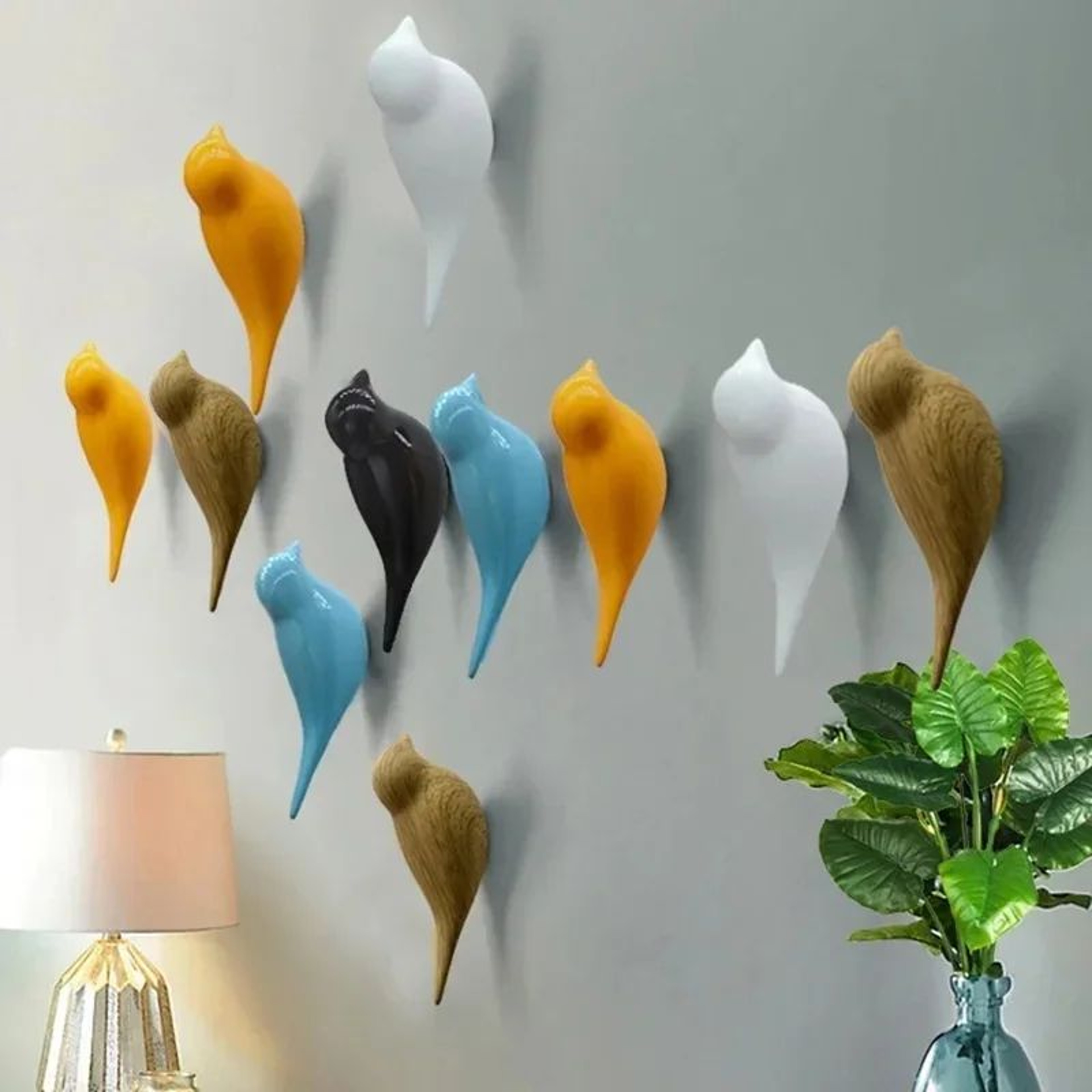 PerchCharm Decorative Bird Wall Hook  3D Resin Animal Coat Hook With Wood Grain Finish 2