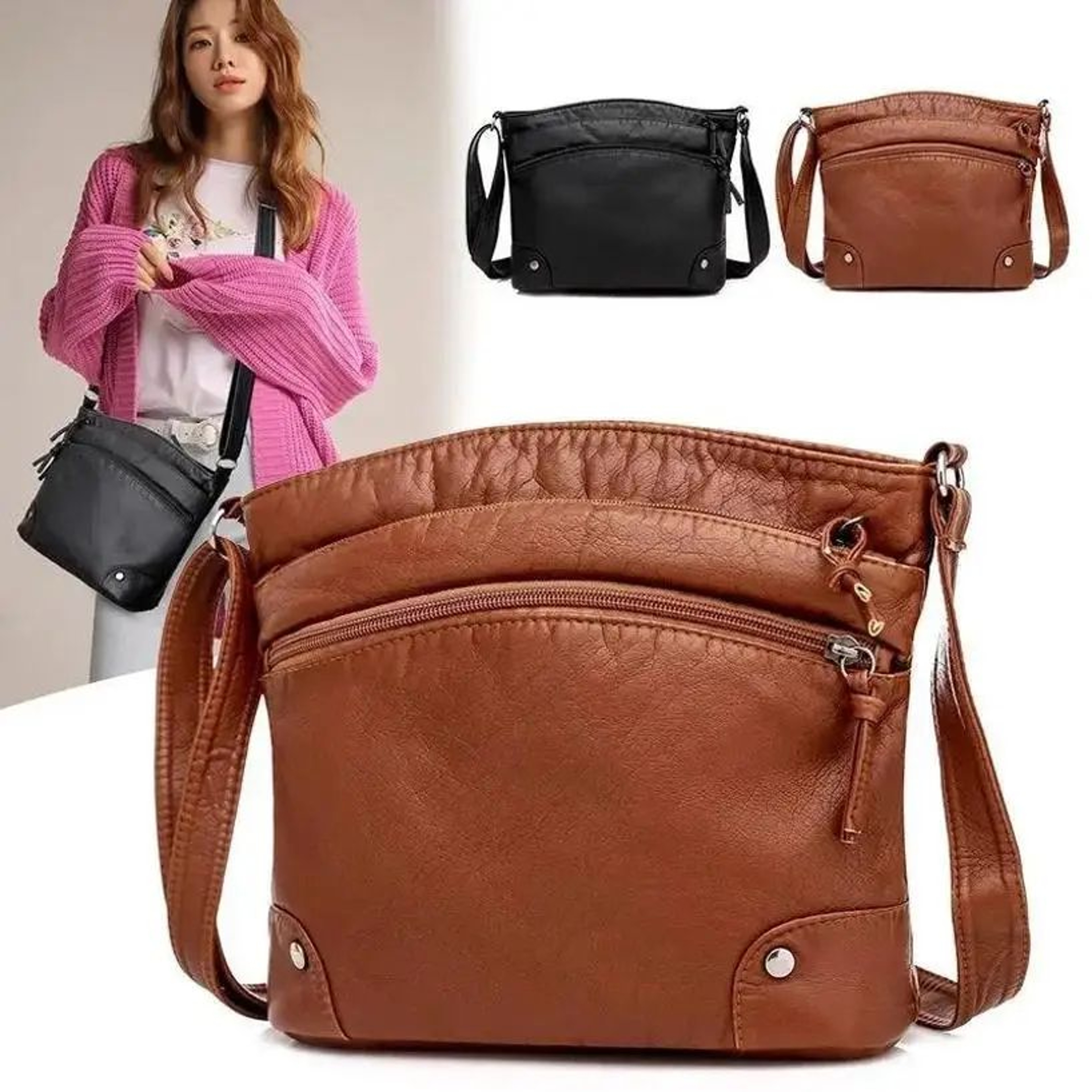 Everly Classic Women Crossbody Bag  Retro Soft Leather Shoulder Bag With Large Capacity  Multi Comp 0