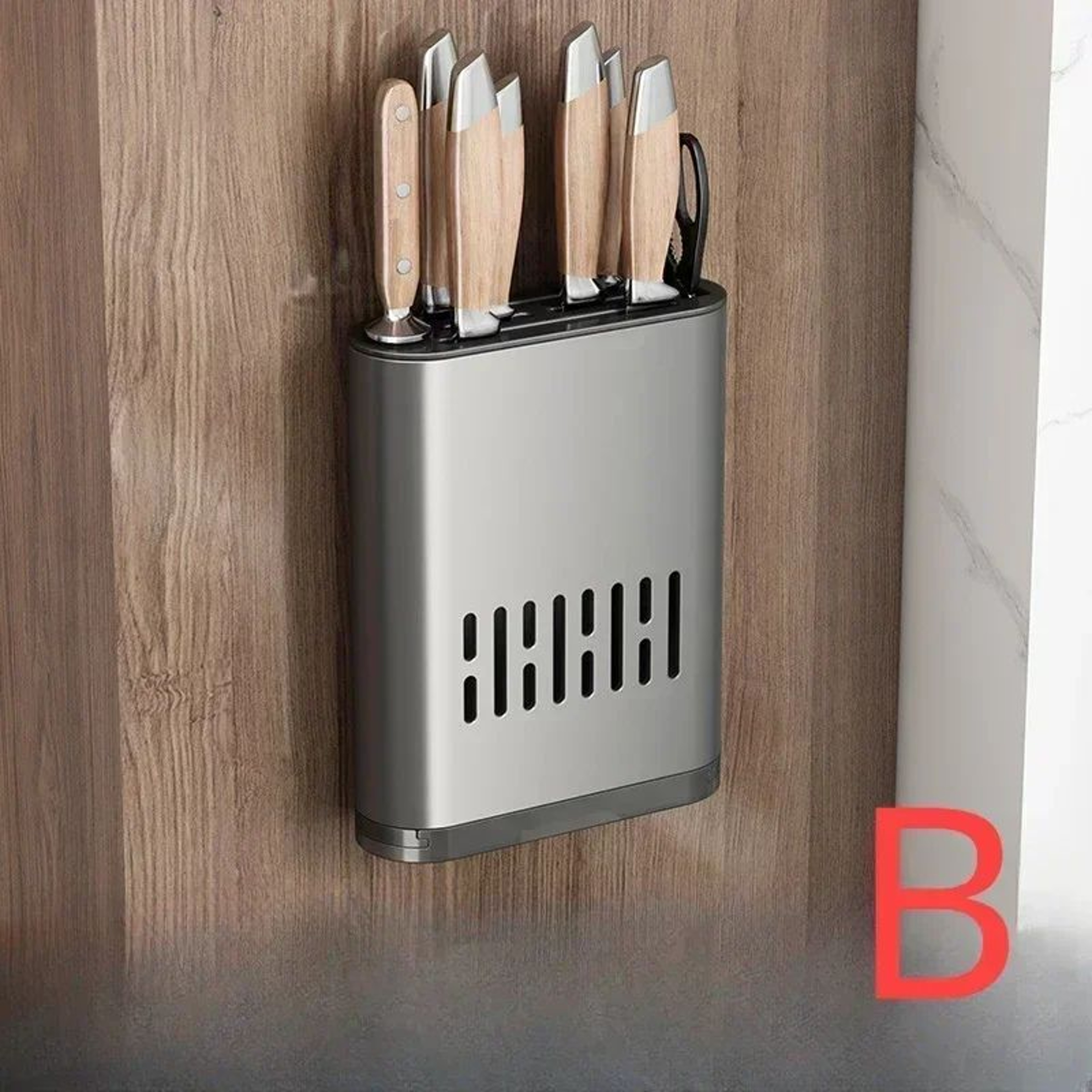 DryNest Wall Mounted Chopstick Holder With Drain Tray  Space Aluminum Utensil Storage Rack 7