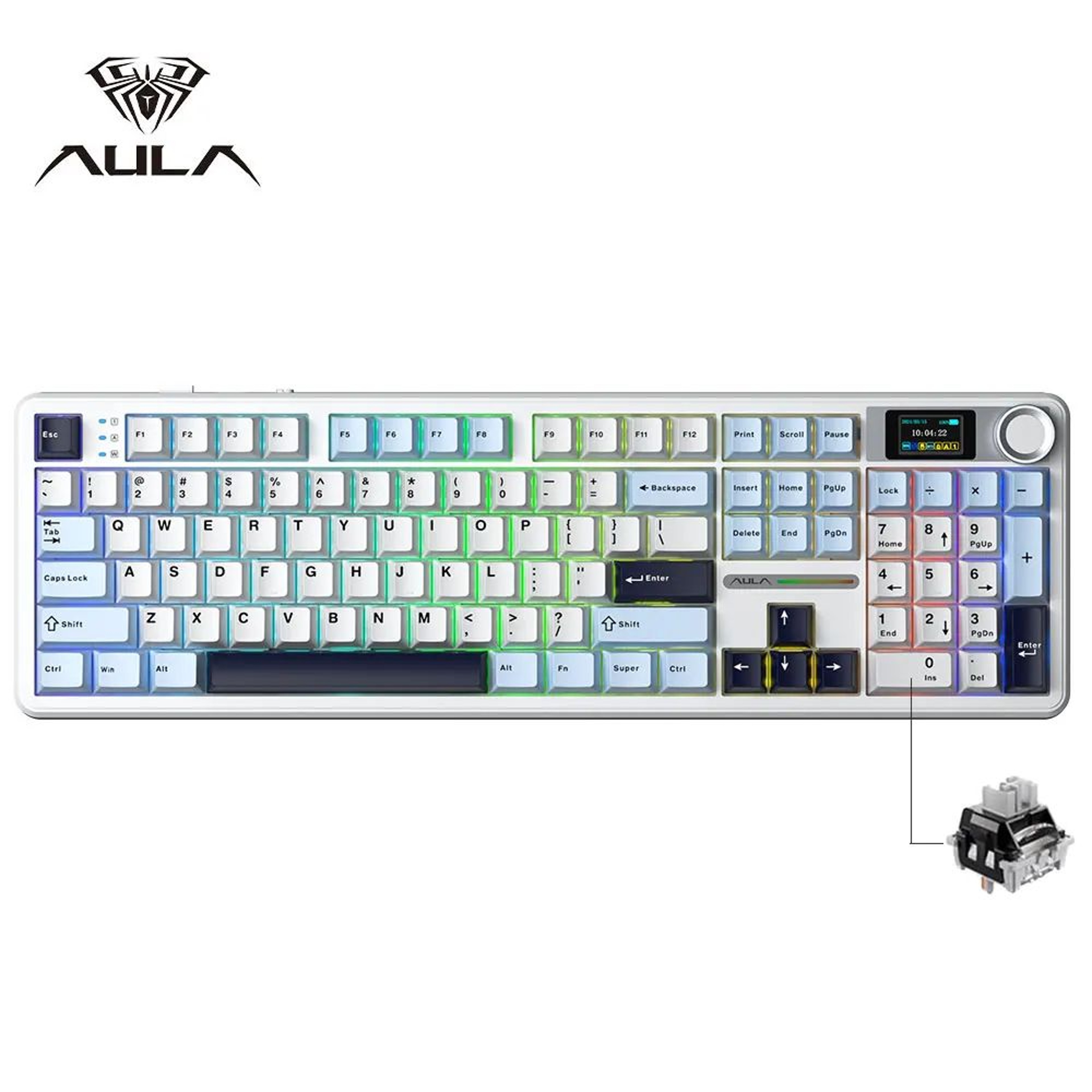 AULA F108 Pro TriMode Wireless Mechanical Keyboard  RGB Gaming Keyboard With TFT Smart Display  Con 4
