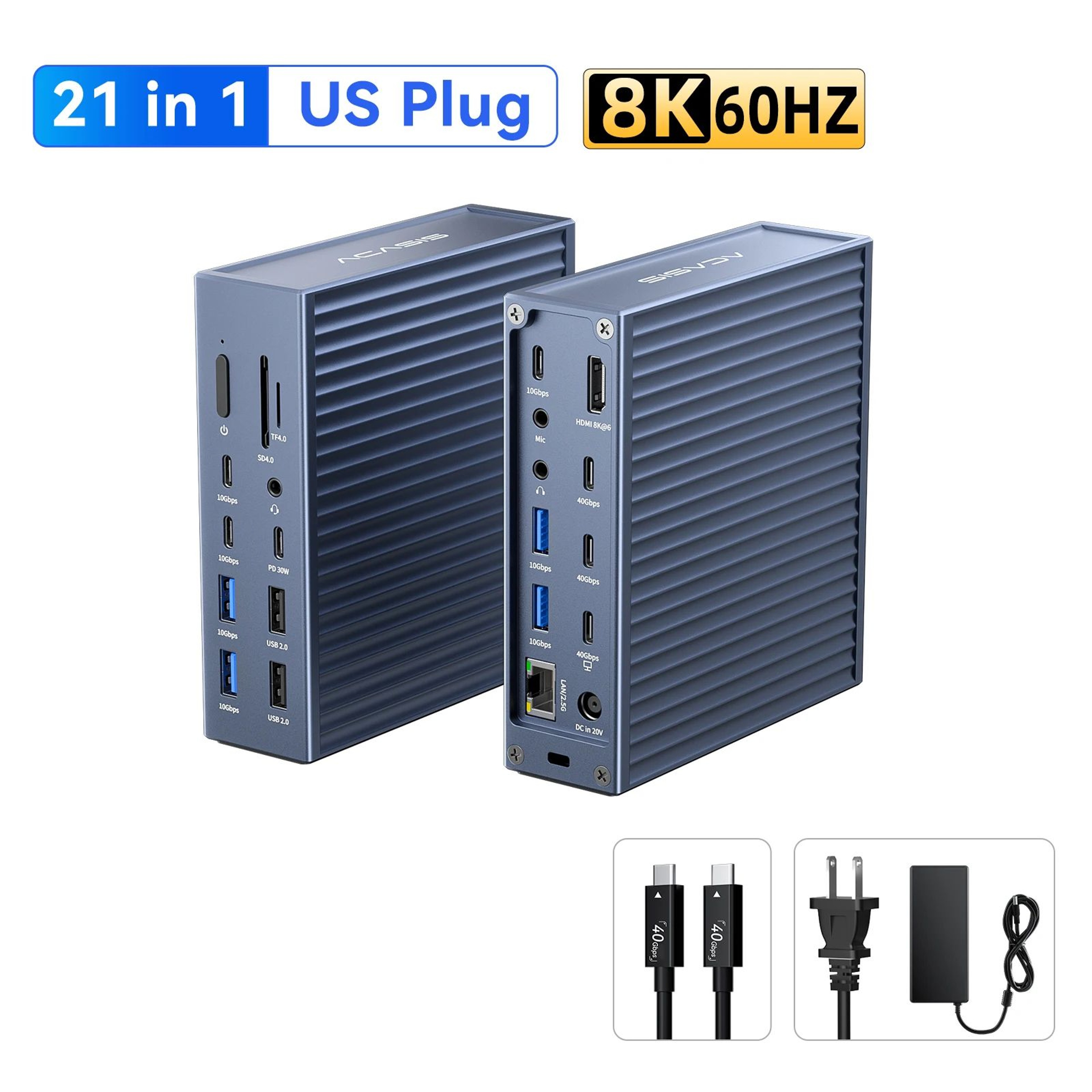 Acasis ProMax 21in1 40Gbps USBC Docking Station  8K Thunderbolt 4 Hub With 90W Power Delivery 6