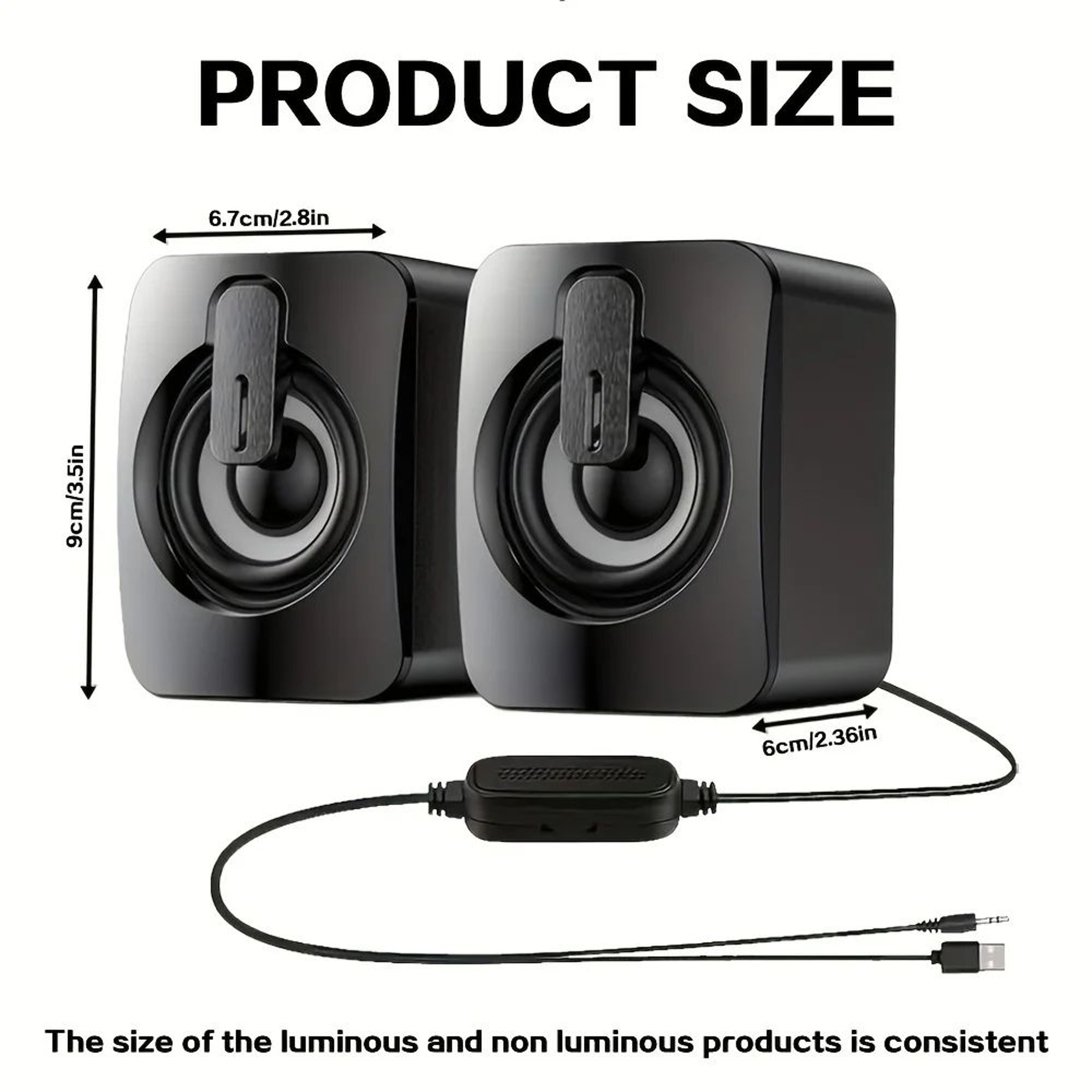 USB Wired Computer Speakers With LED Light  BuiltIn Microphone 3