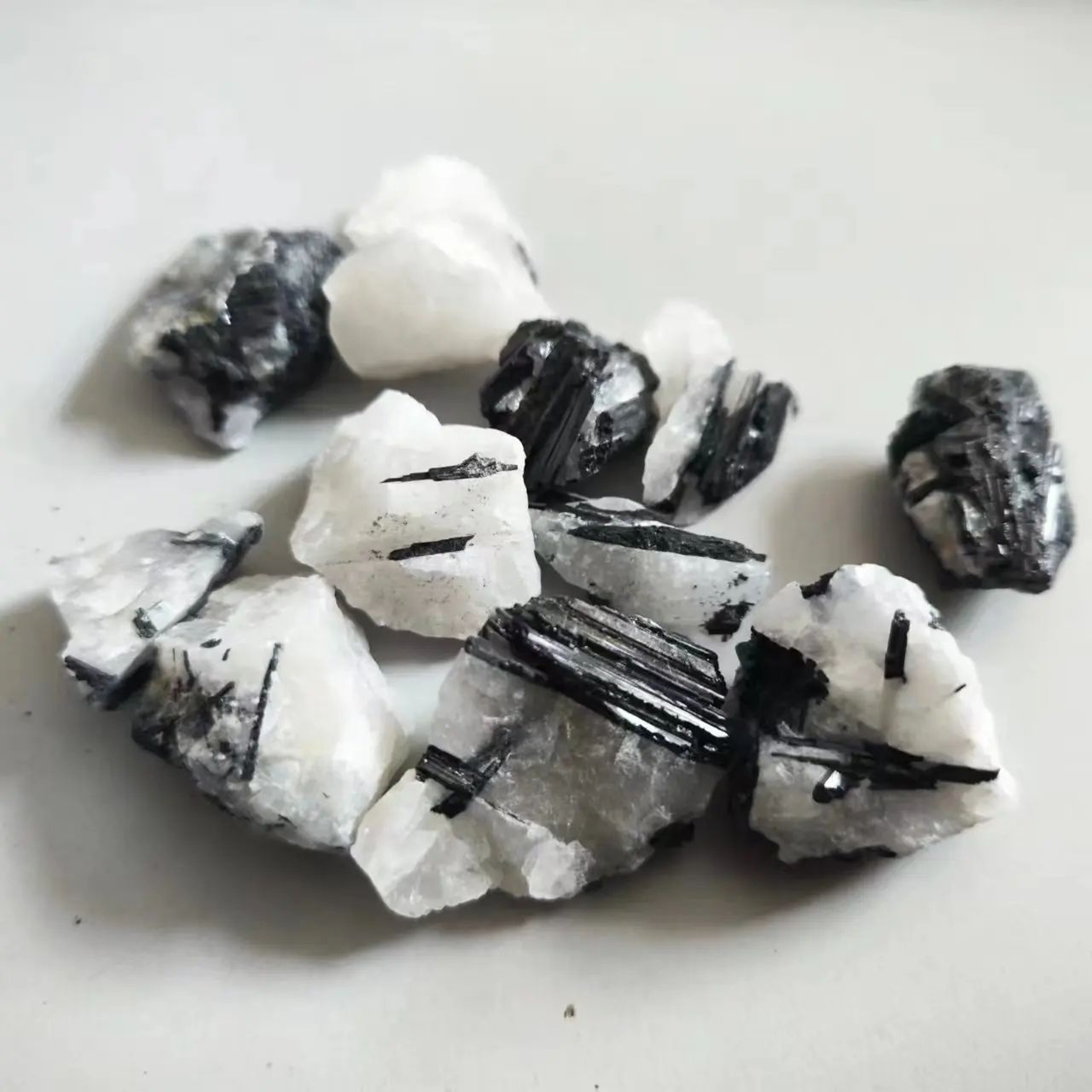 Natural Black Tourmaline And White Quartz Crystal  Raw Healing Mineral Specimen 4