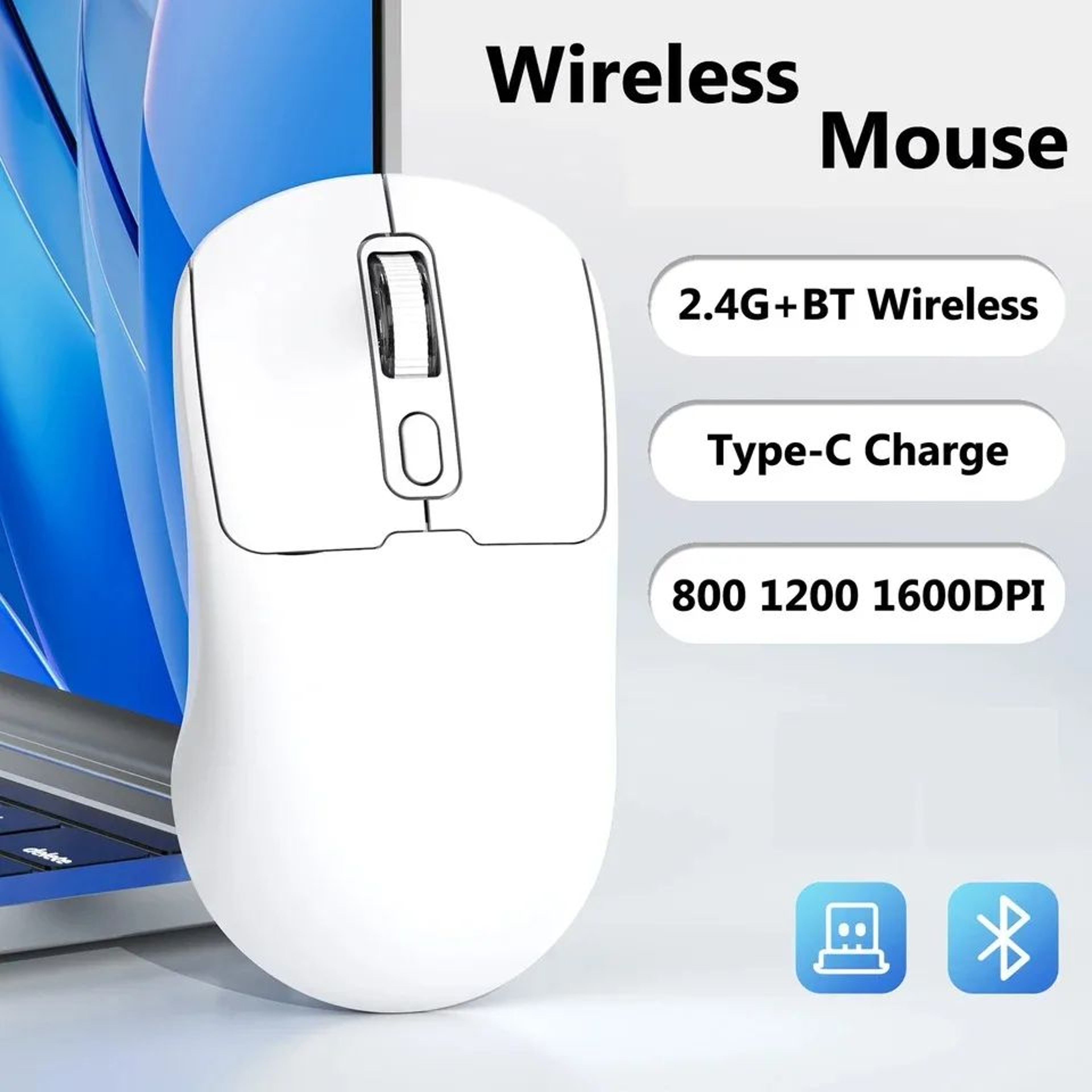 Dual Mode Bluetooth Wireless Mouse  Silent Rechargeable 24G Gaming  Office Mouse 5