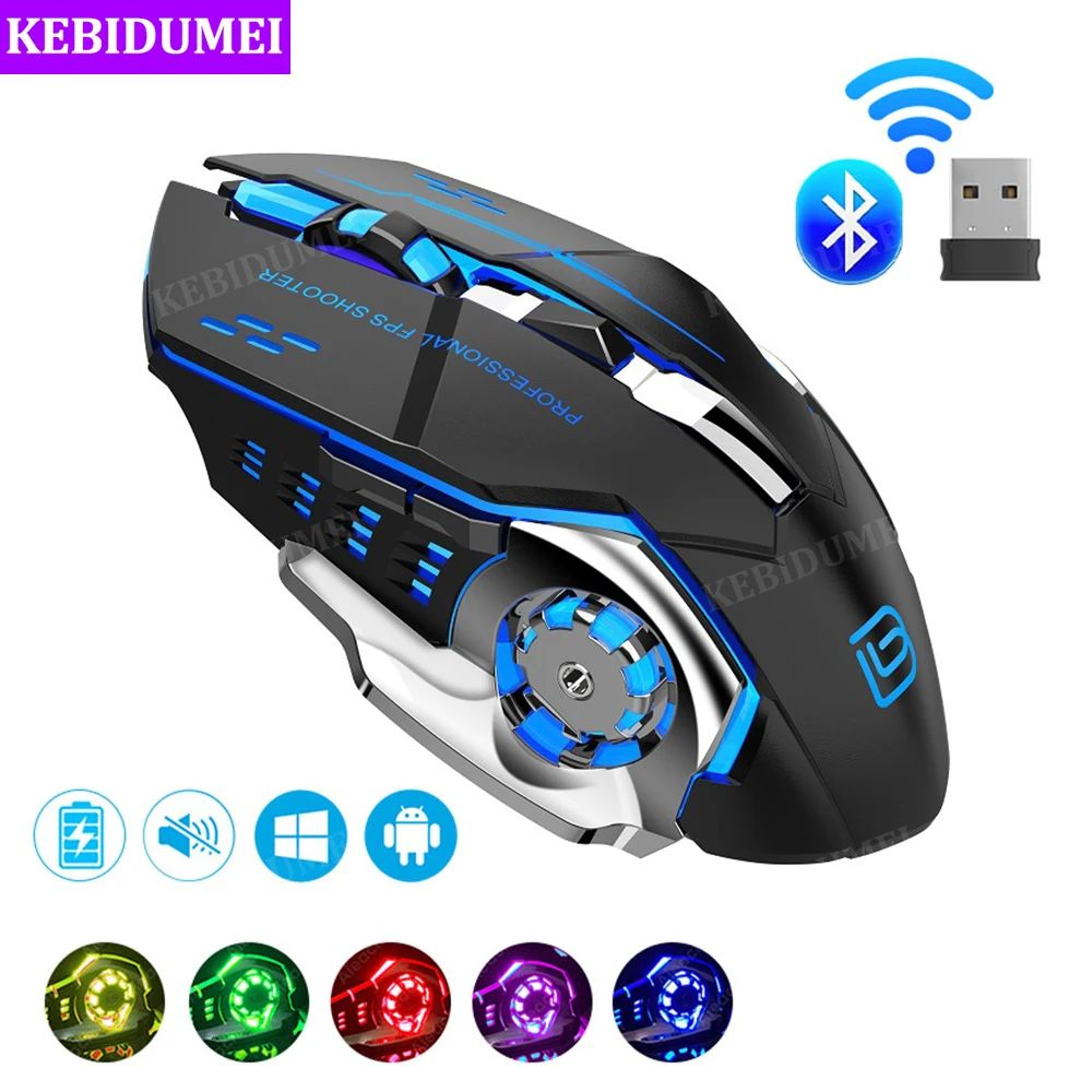 DualMode Rechargeable Wireless Mouse With Bluetooth 52  3600 DPI Precision 0