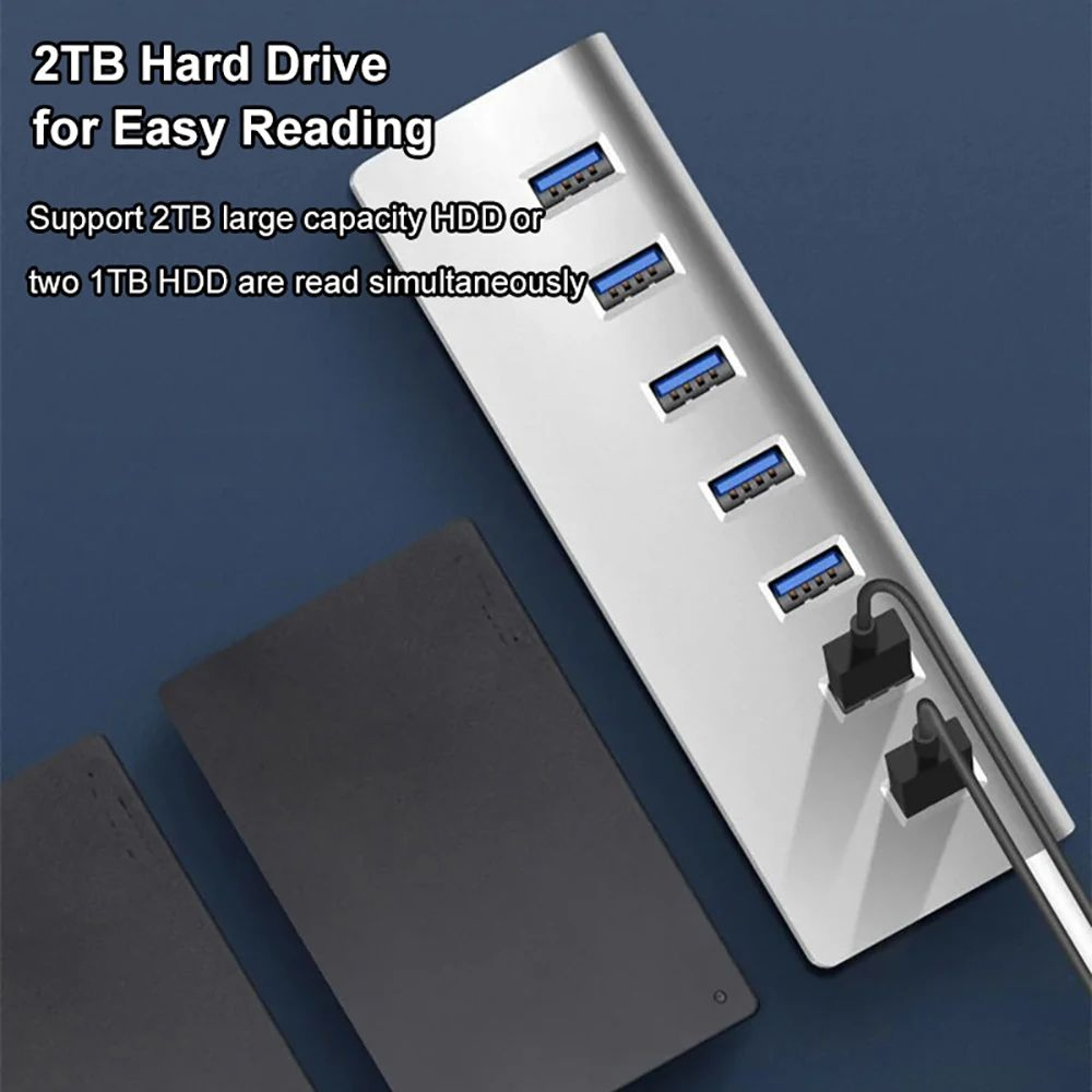 7Port Aluminum USB 30 Hub  HighSpeed 5Gbps MultiPort Splitter For Laptop And PC 2