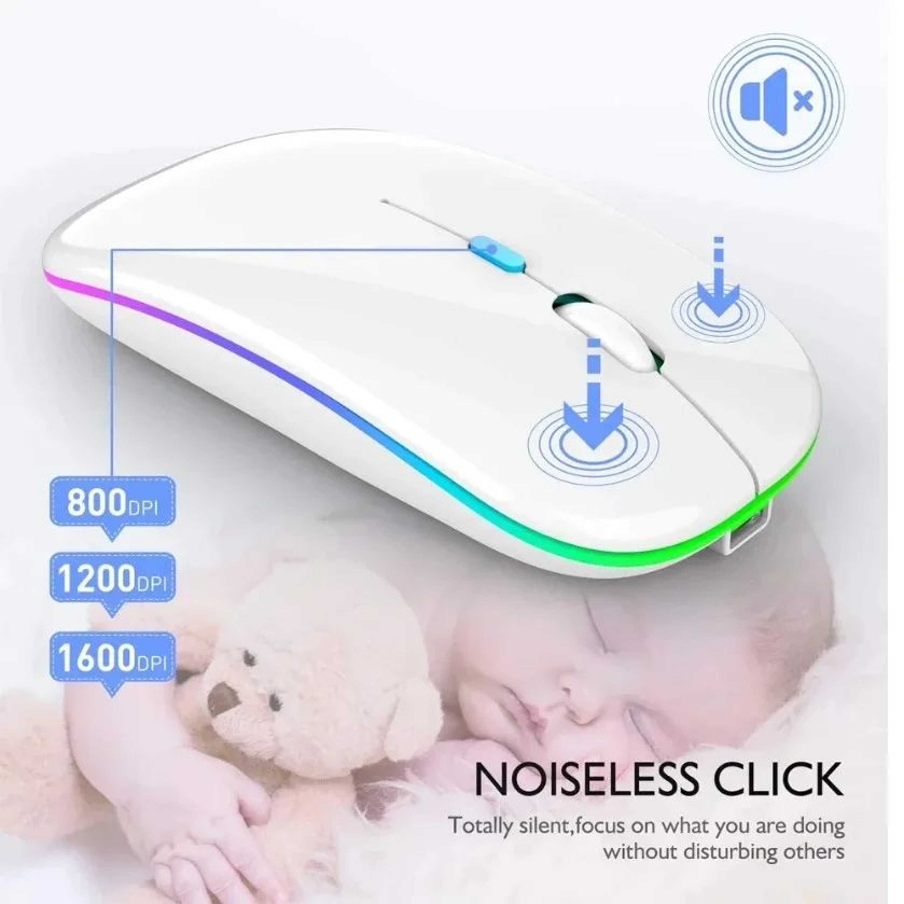 Rechargeable Dual Mode Silent Wireless Mouse With LED Backlight  Slim Wireless Mouse For PC  Laptop 2