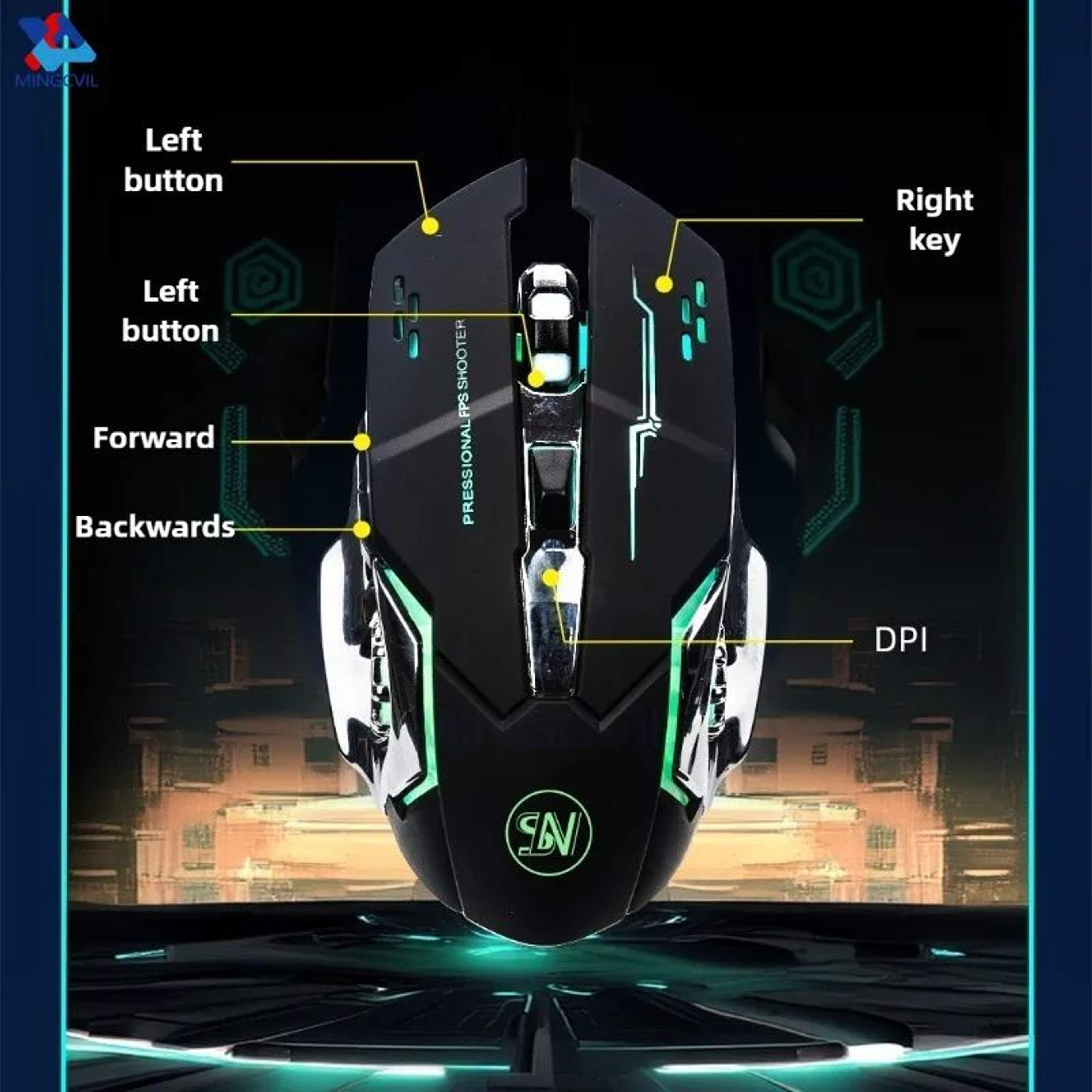 MINGCVIL Rechargeable Wireless Gaming Mouse  Bluetooth RGB Backlit PC Mouse 2