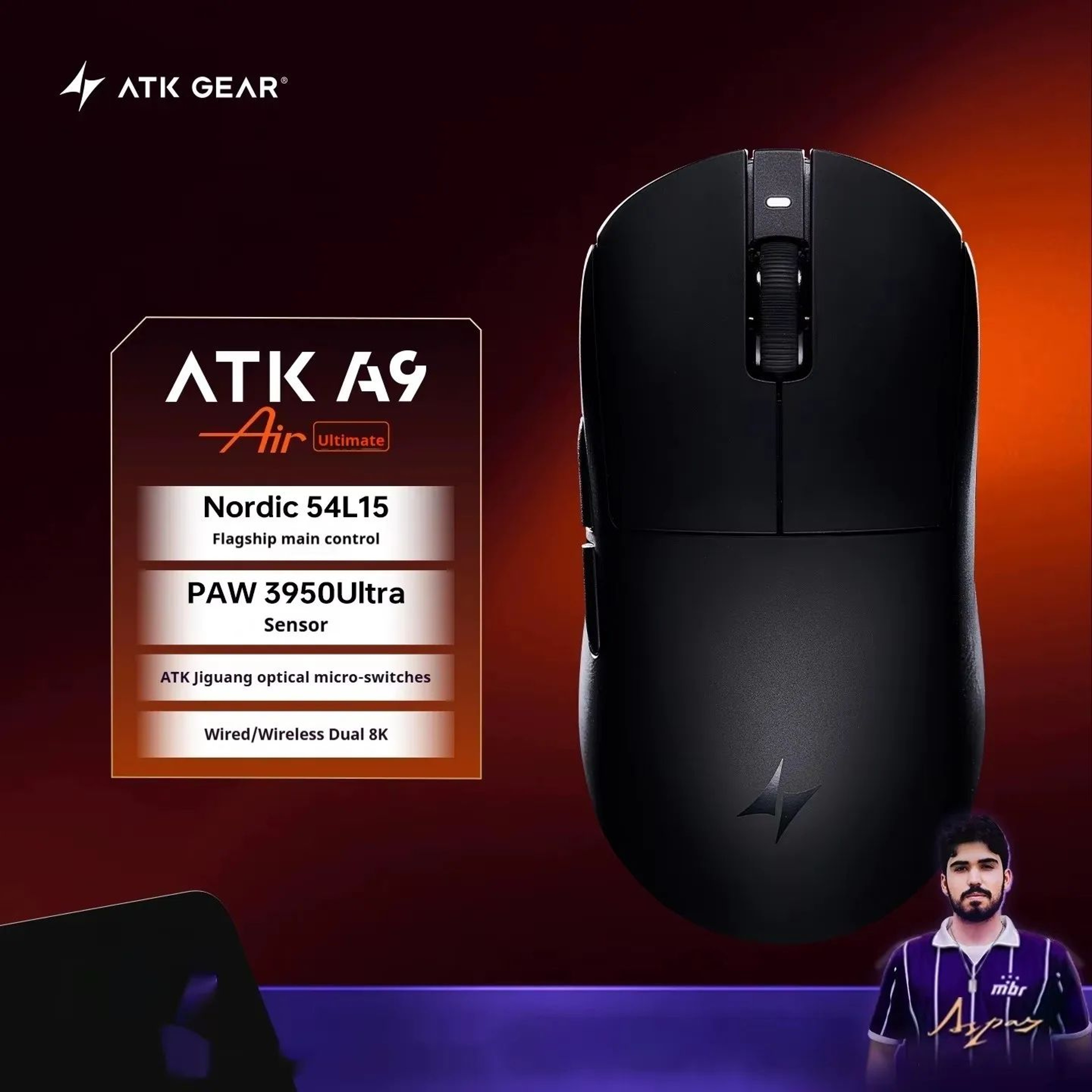ATK A9 Ultra 8K Wireless Gaming Mouse  53g TriMode Precision For Competitive Play 4