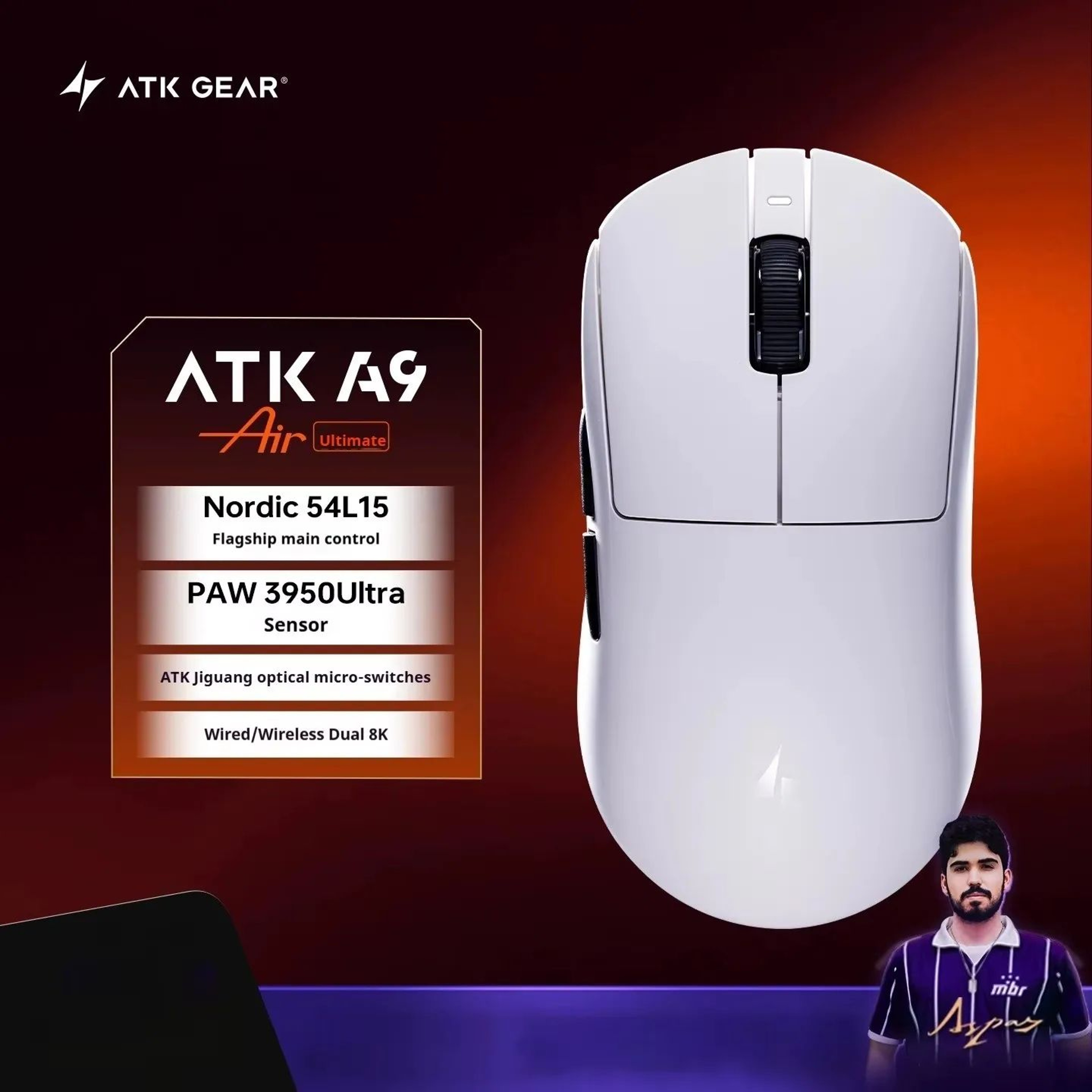 ATK A9 Ultra 8K Wireless Gaming Mouse  53g TriMode Precision For Competitive Play 5