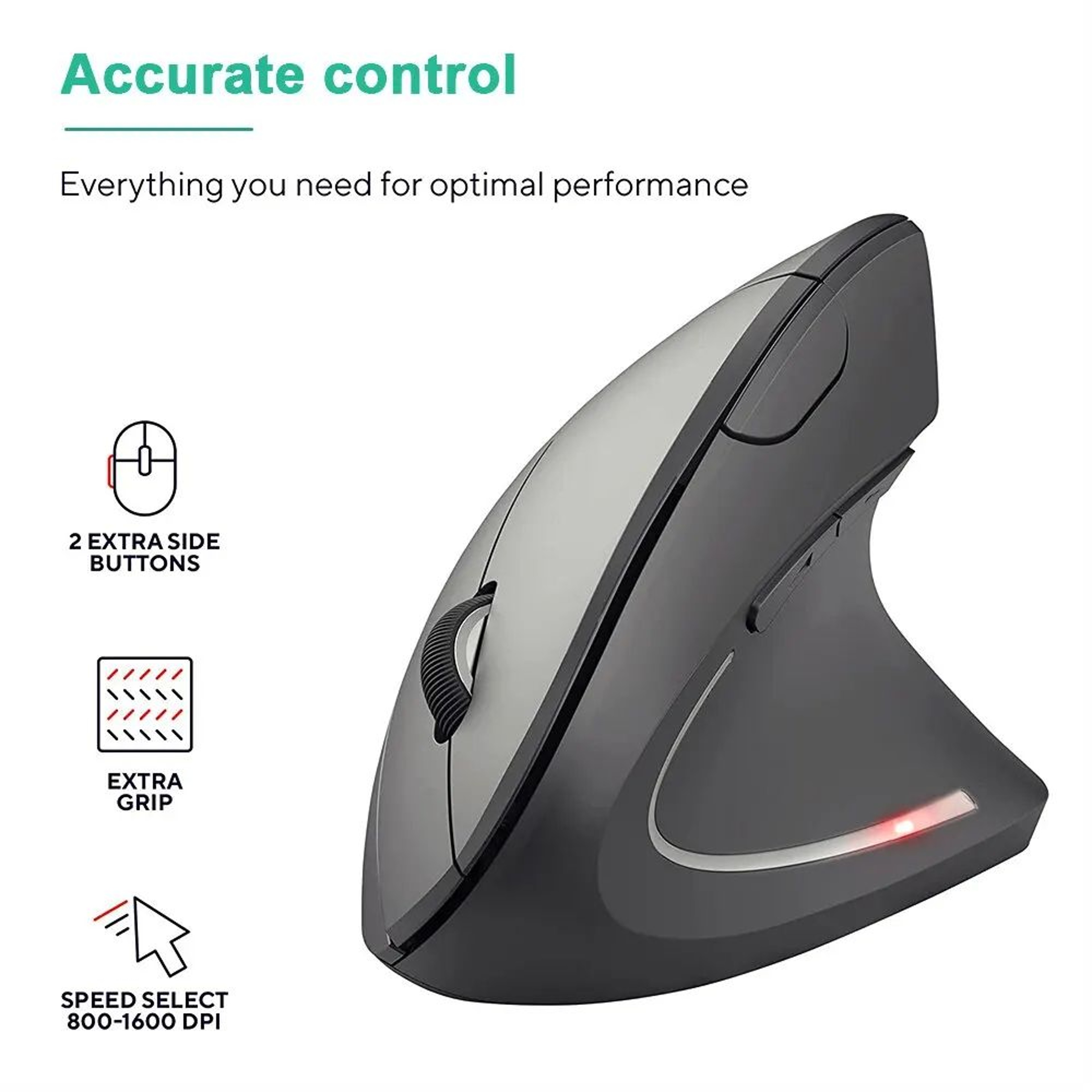 ErgoLift Wireless Vertical Mouse  Ergonomic 24GHz Optical Mouse With Adjustable DPI 2