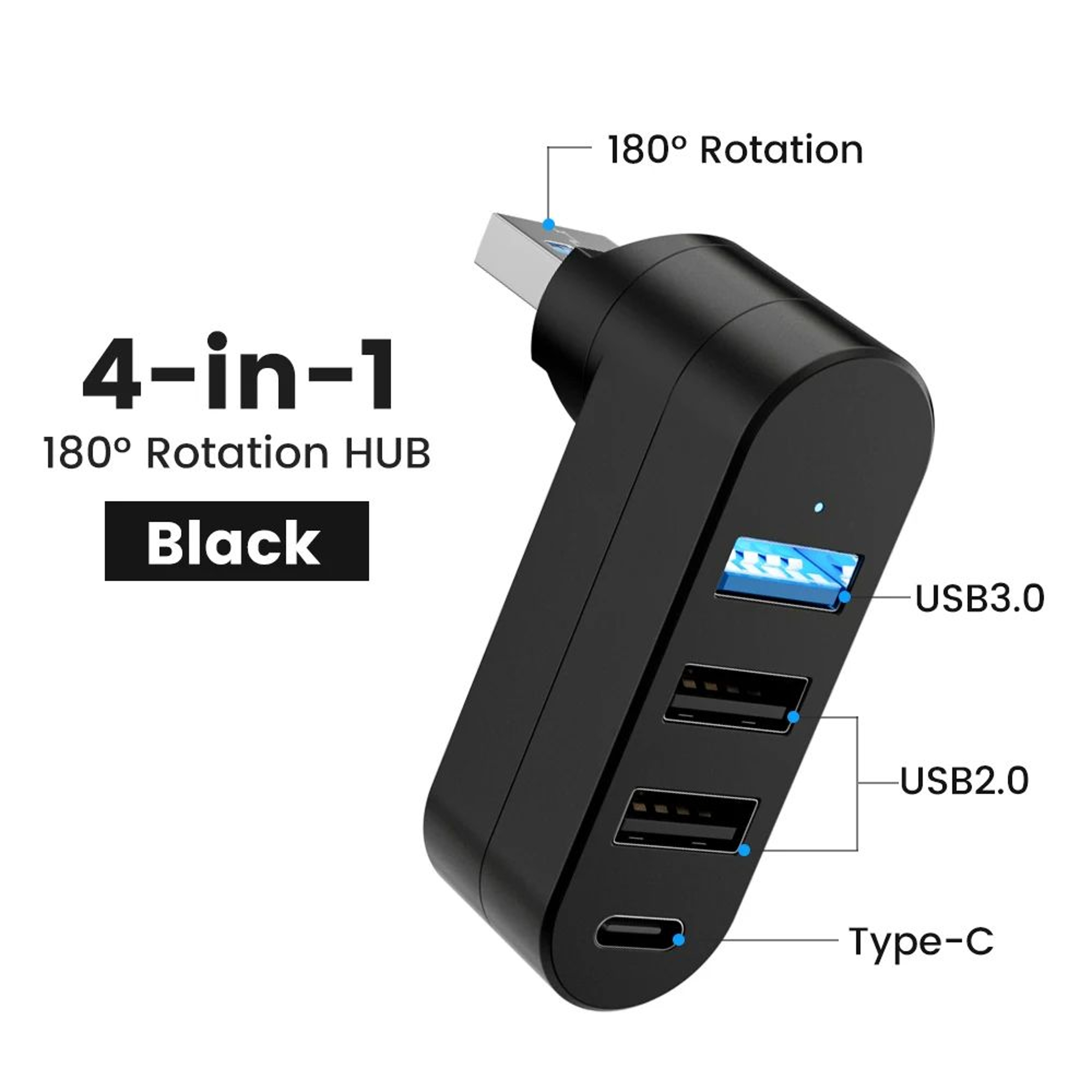 FlexiPort Rotatable USB 30 Hub  4Port TypeC  USB Splitter For Laptop And MacBook 2