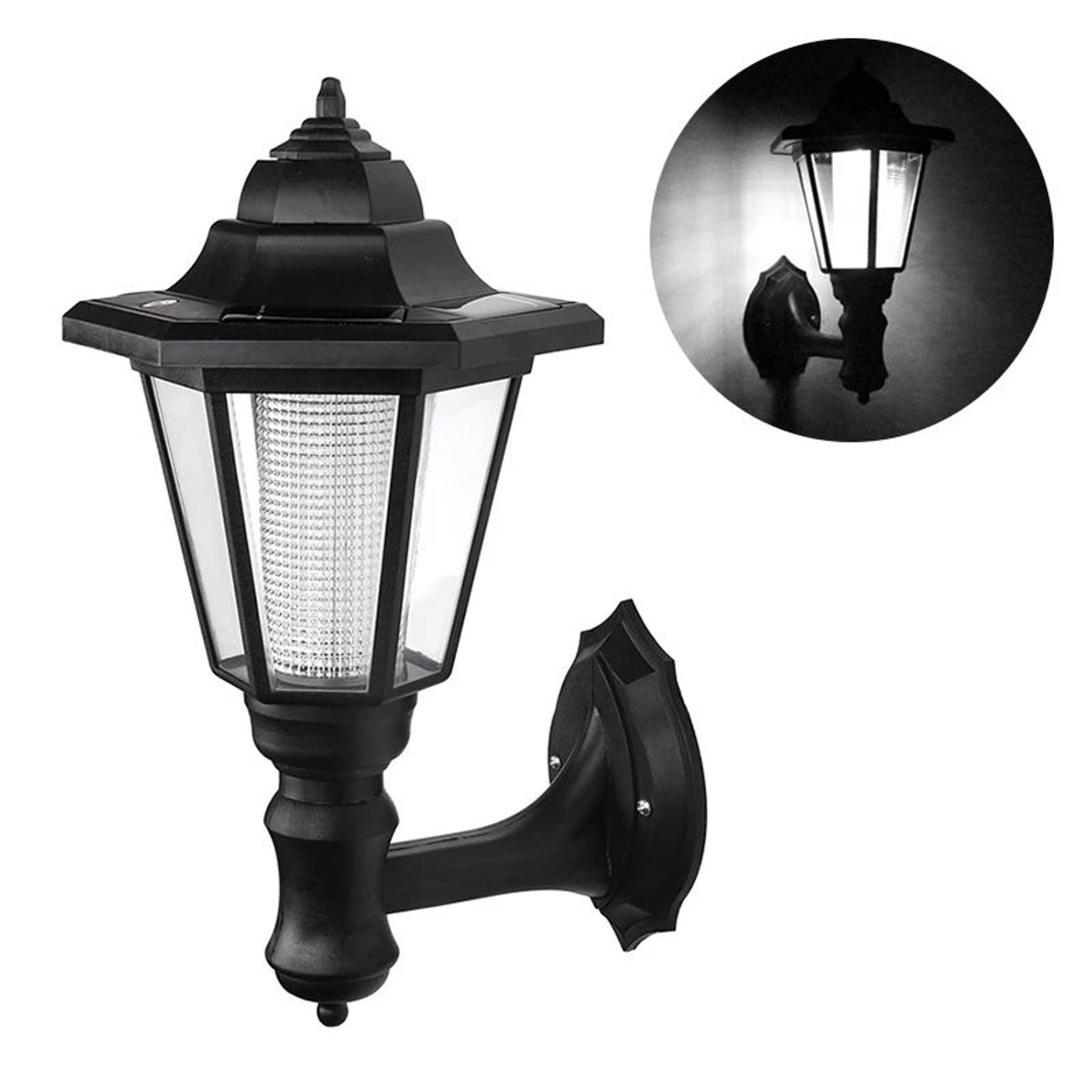 Retro Hexagonal Solar Wall Light  IP65 Waterproof Outdoor Fence  Garden Lamp 6