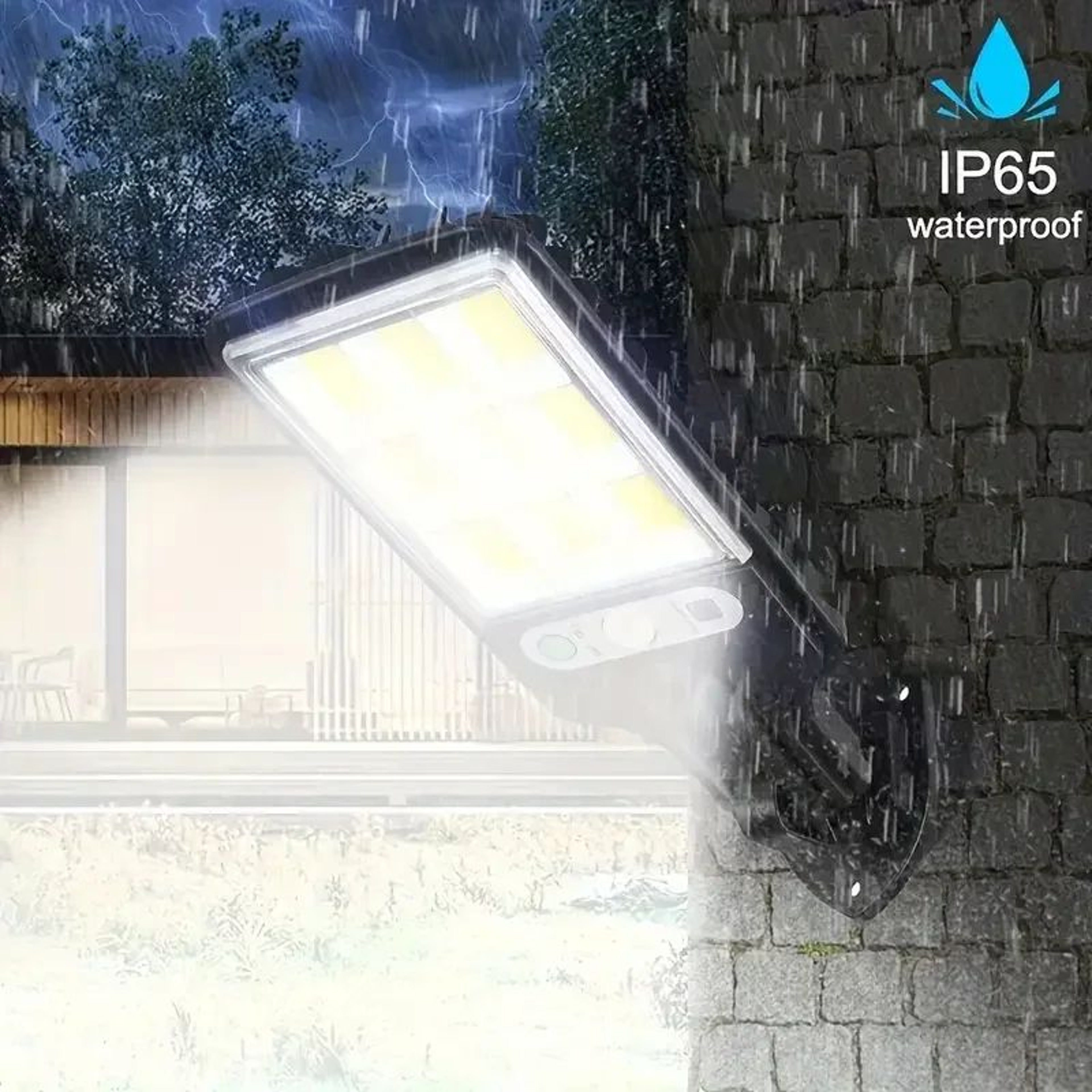 SolarShield IP65 Motion Sensor Solar Garden Lights  3 Mode Outdoor LED Wall Lamp Set 2