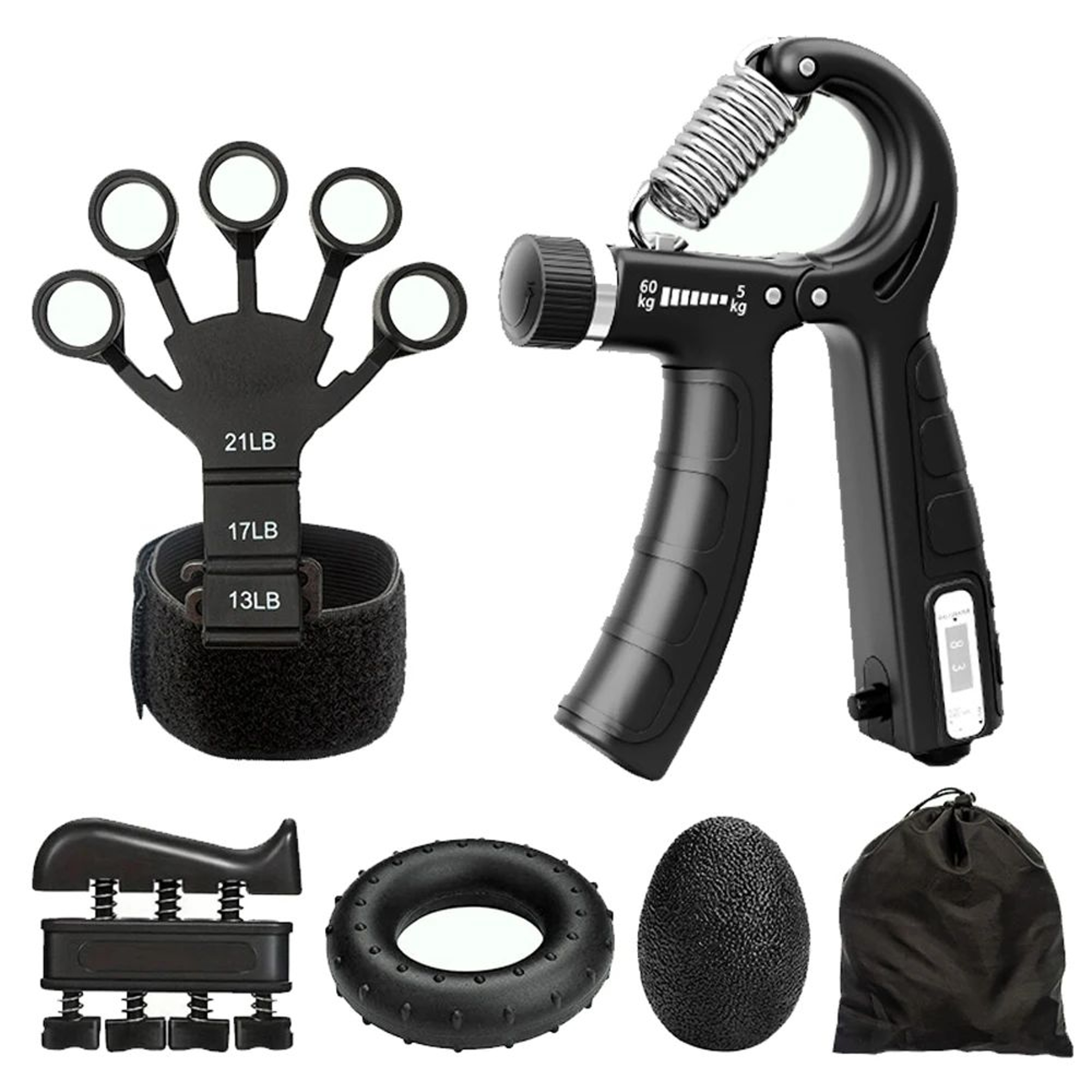 PowerGrip Pro 5Piece Grip Strength Trainer Kit With Adjustable Hand Gripper  Forearm Exercisers 0
