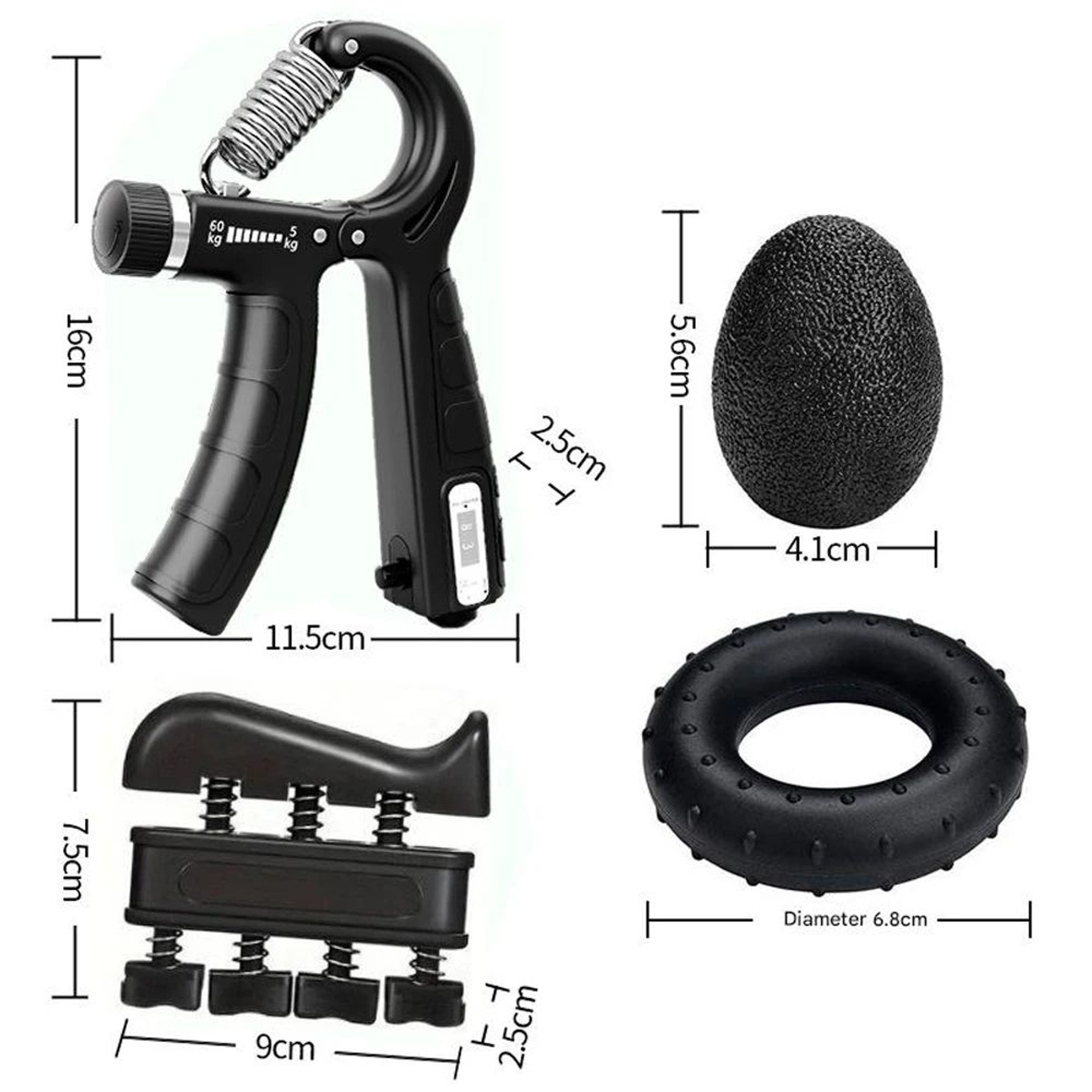 PowerGrip Pro 5Piece Grip Strength Trainer Kit With Adjustable Hand Gripper  Forearm Exercisers 1