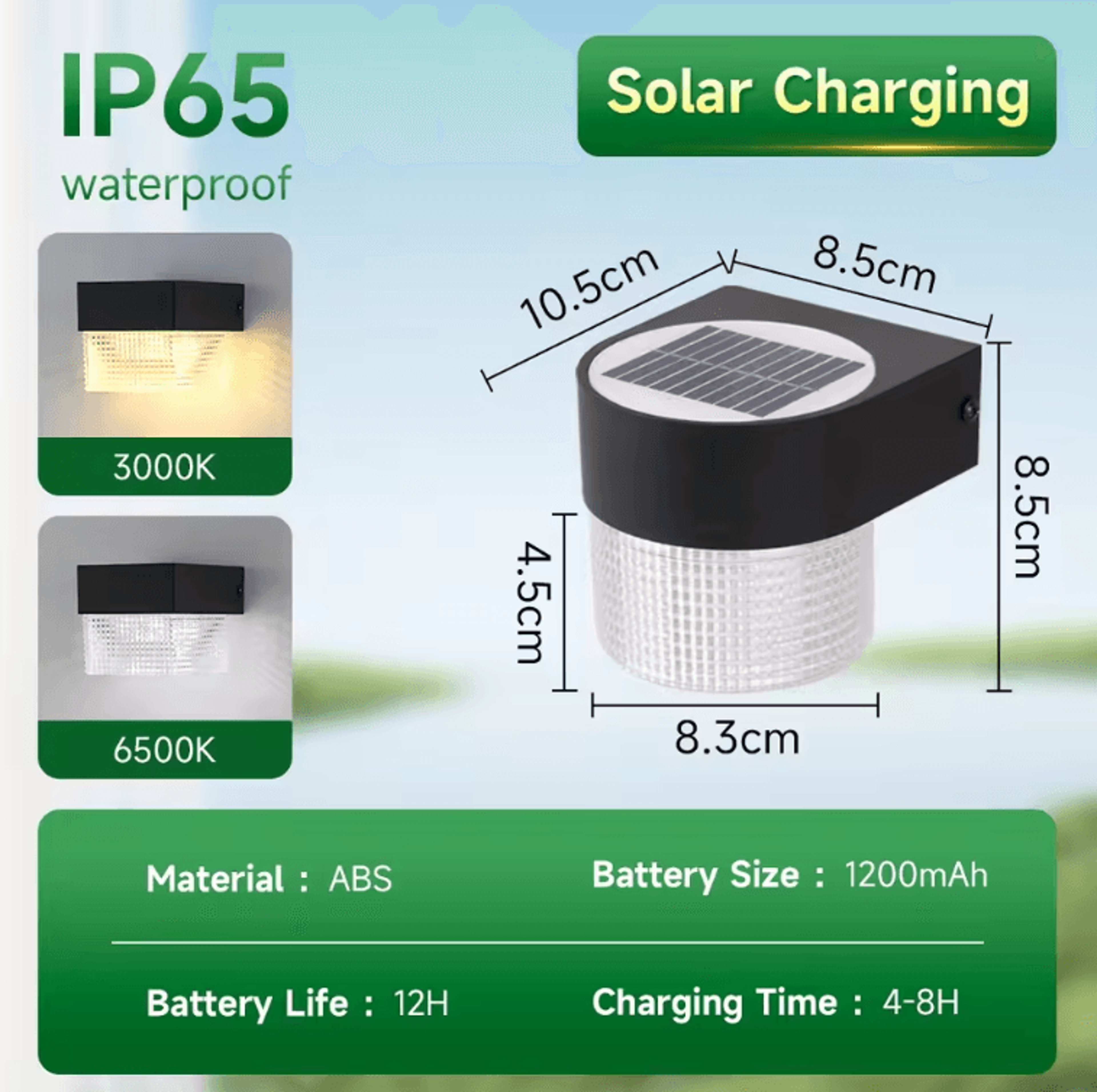 Solar Up  Down Waterproof Wall Lamp  Warm White Garden  Balcony Light 6