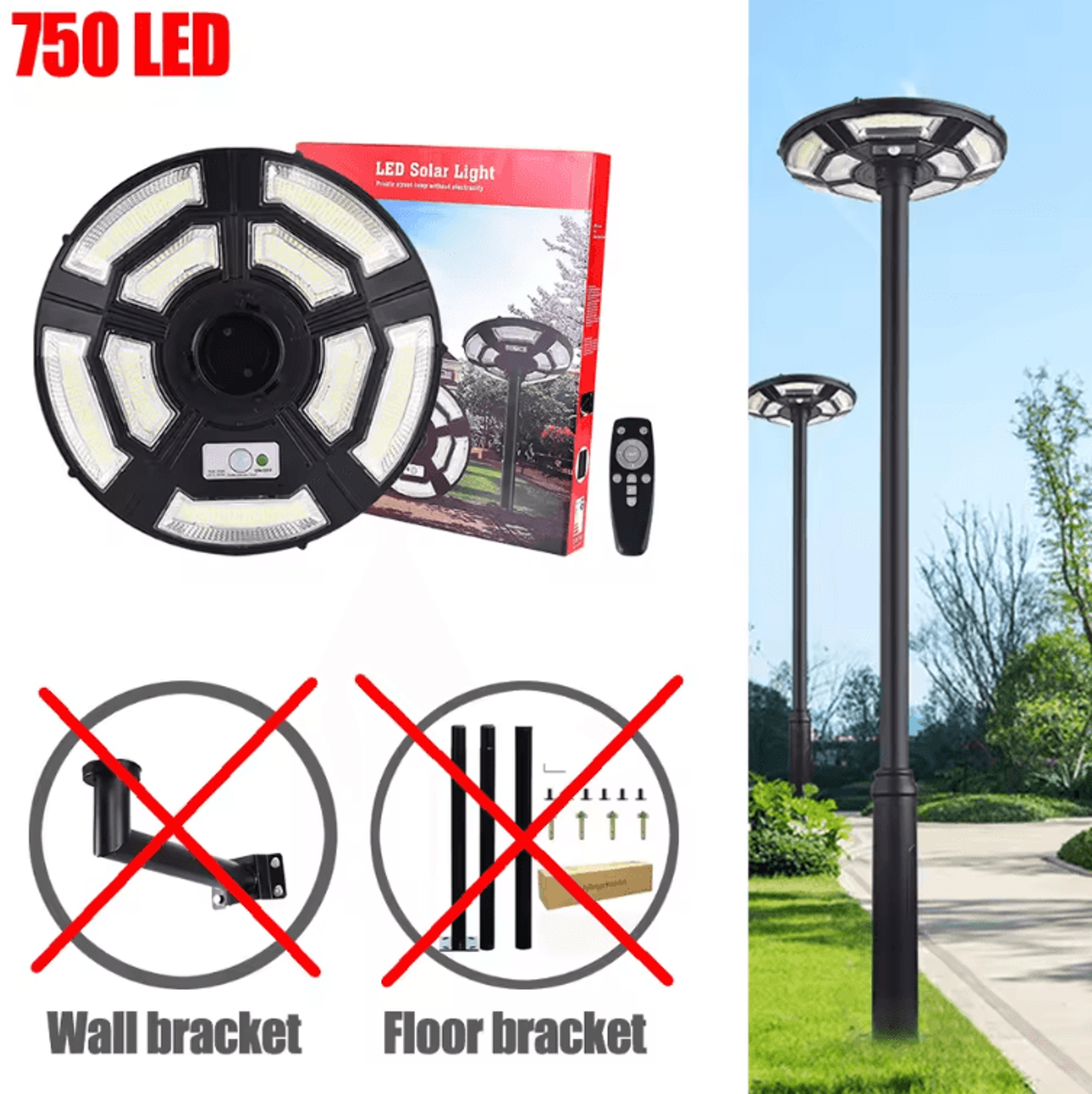 Solar UFO Motion Sensor Garden Light  Remote Control Waterproof Outdoor Security Lamp 5