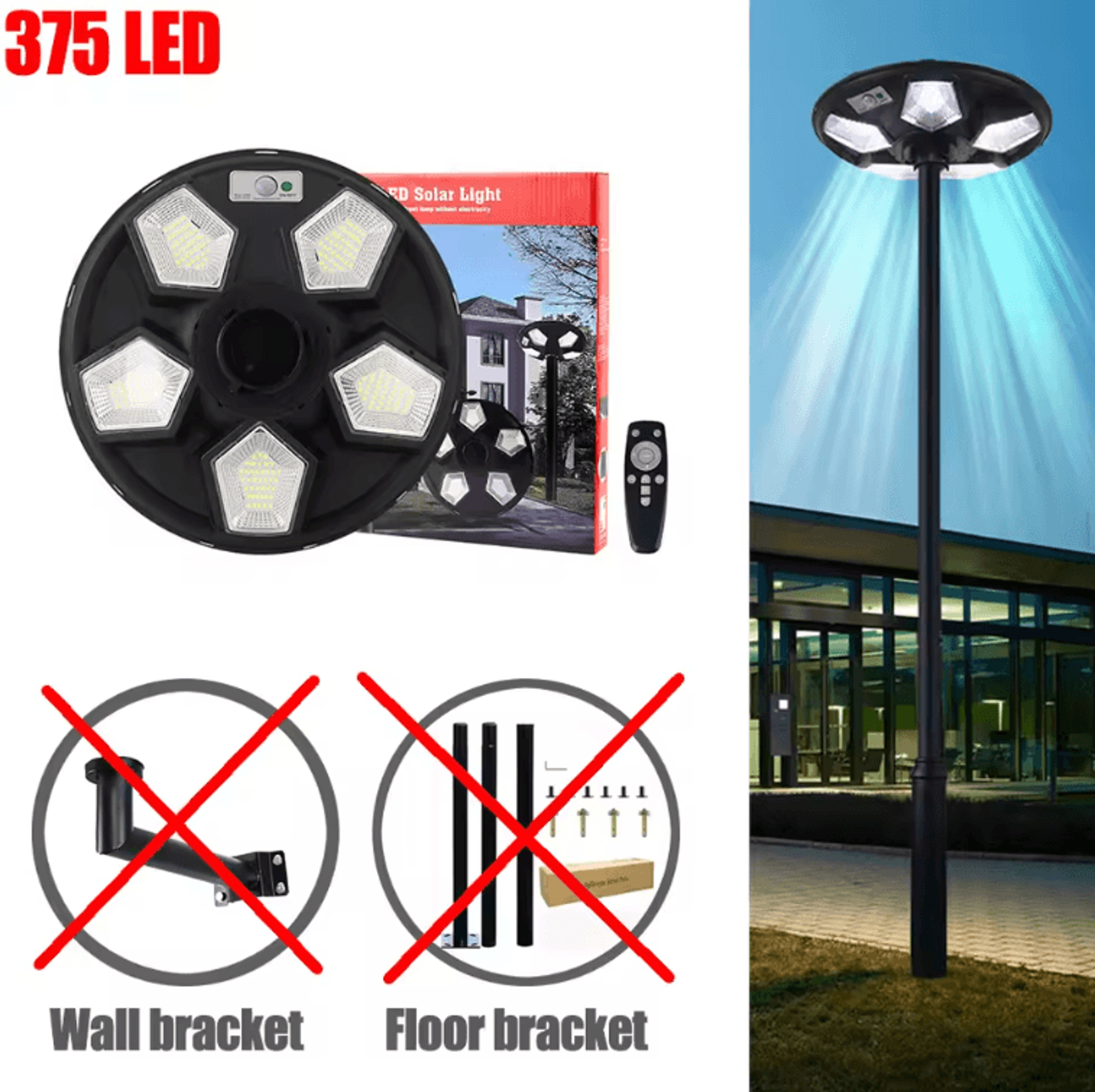 Solar UFO Motion Sensor Garden Light  Remote Control Waterproof Outdoor Security Lamp 6