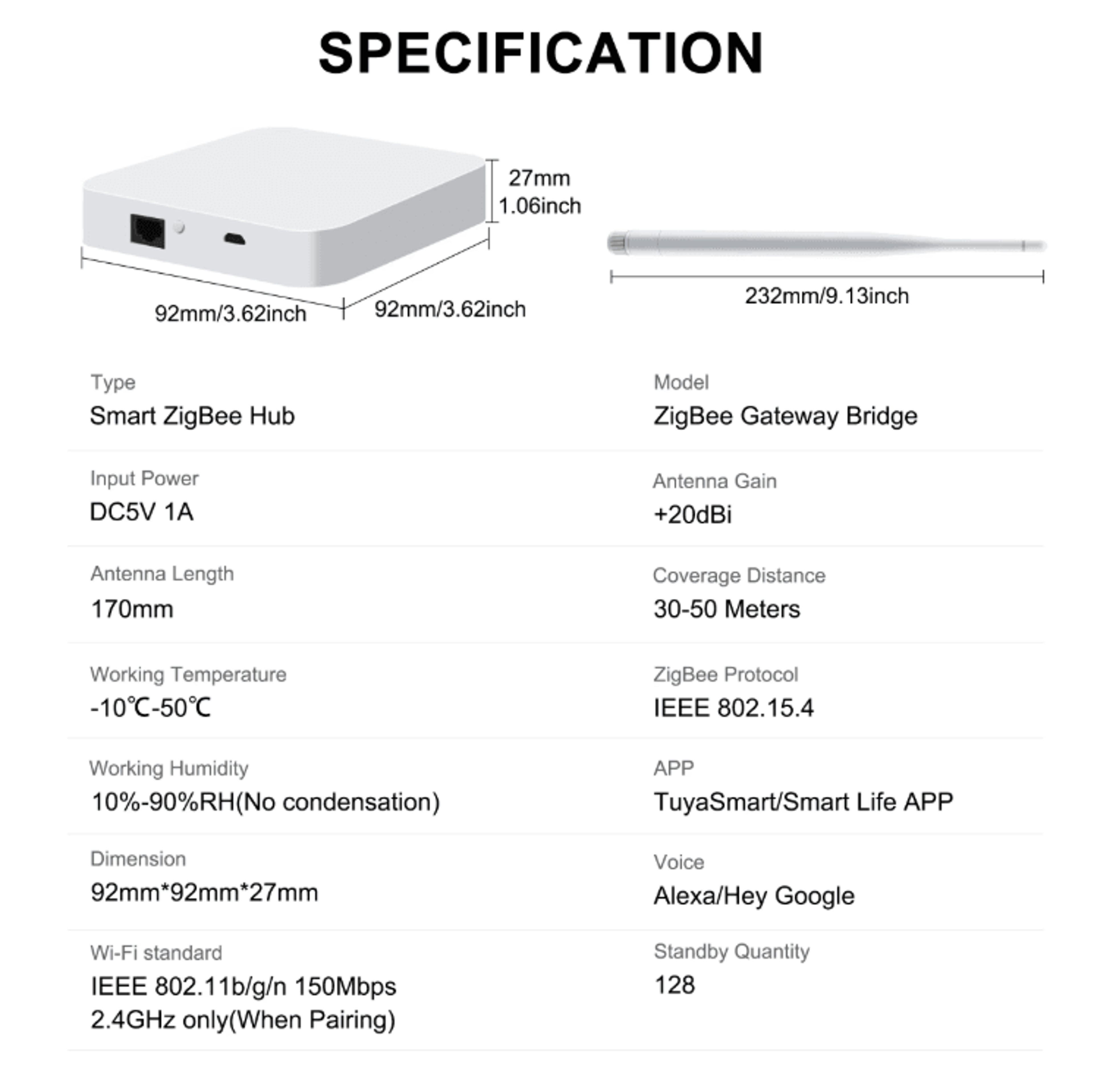 GIRIER Tuya ZigBee Gateway Hub With External Antenna  Smart Home Automation Bridge For Alexa  Googl 5