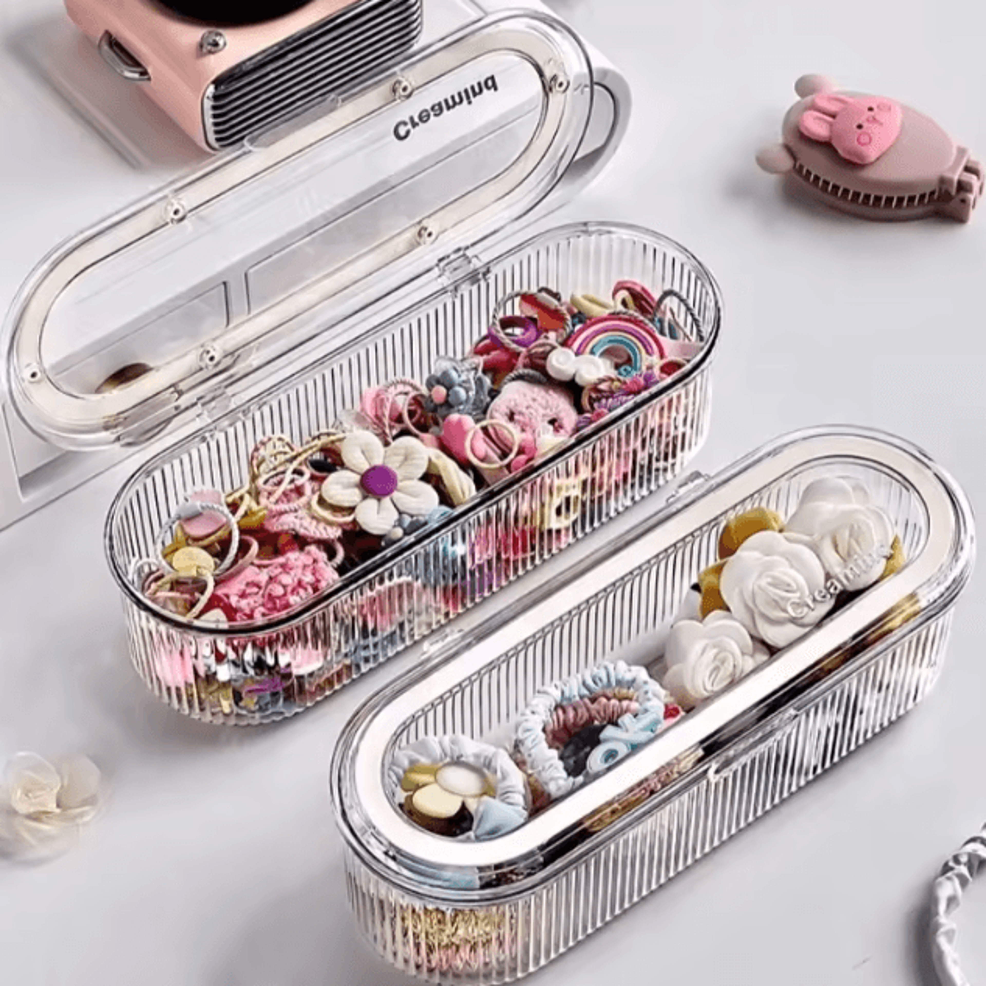 ClearStyle Acrylic Hair Accessories Organizer Box With Multi Compartment Storage 1
