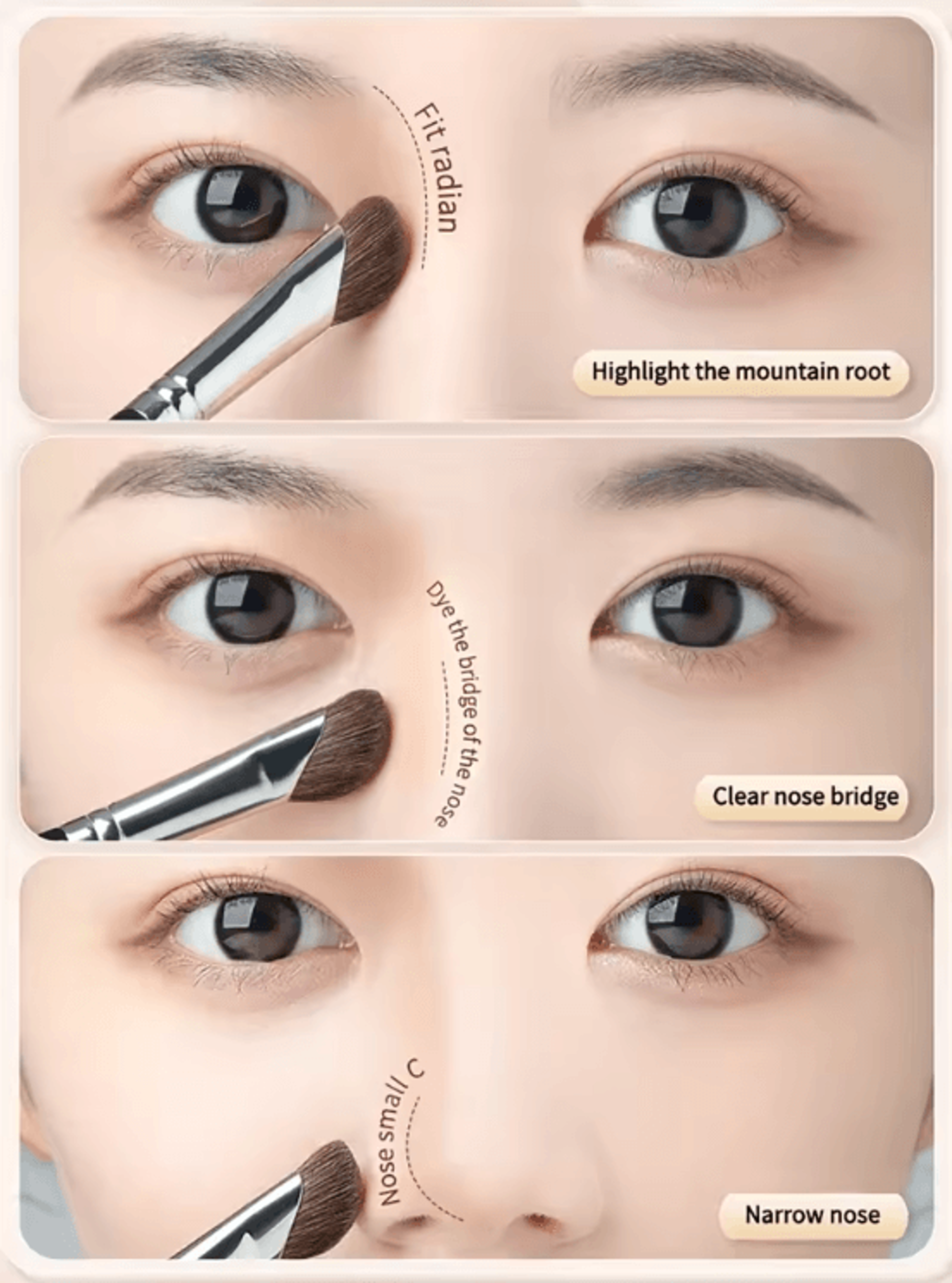 Dual Color Sickle Shaped Nose Contour Brush Set For Precise Shading And Seamless Blending 3