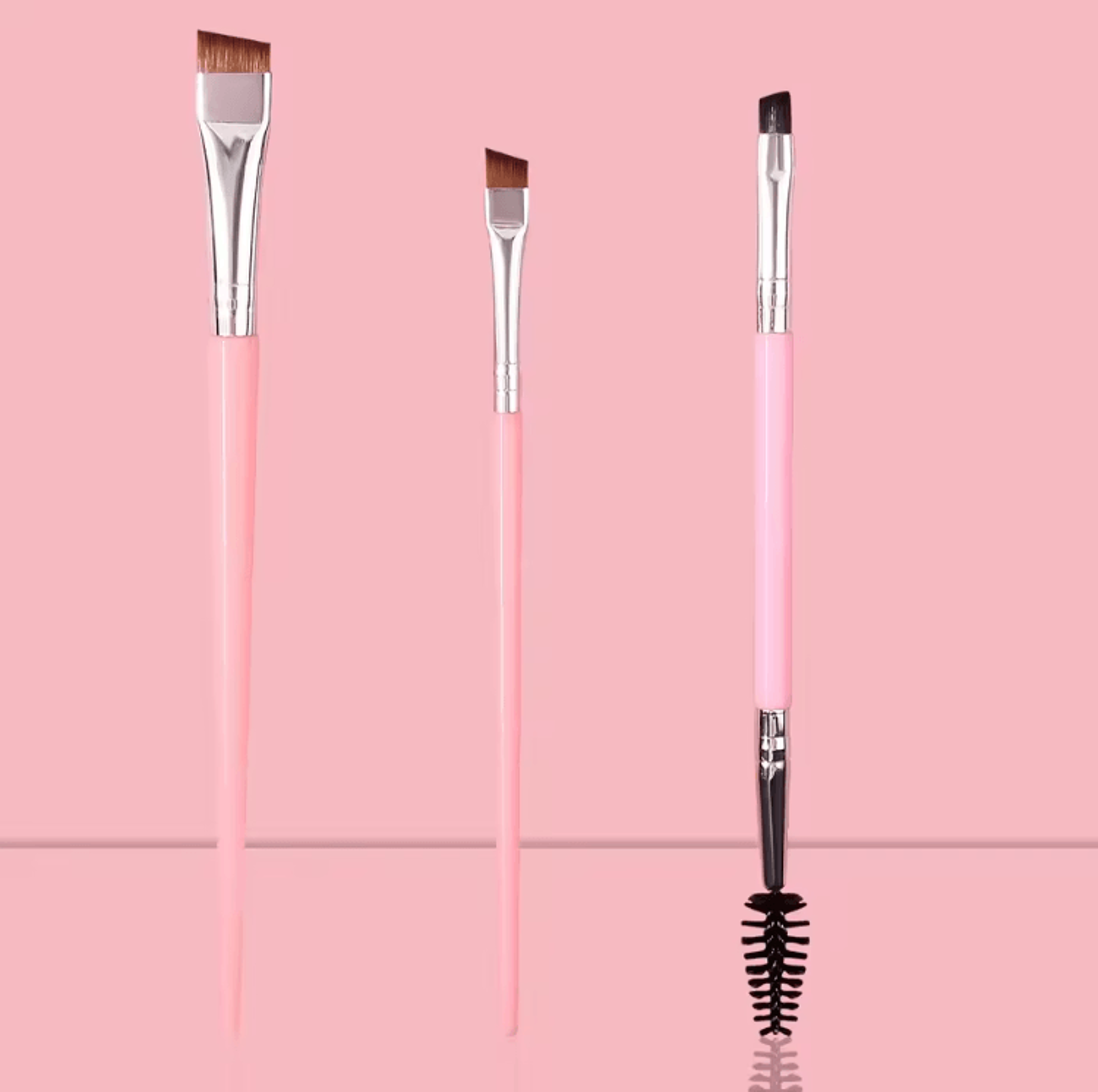 3 Piece Precision Eye Makeup Brush Set With Blade Eyeliner And Dual Head Brow Comb 0