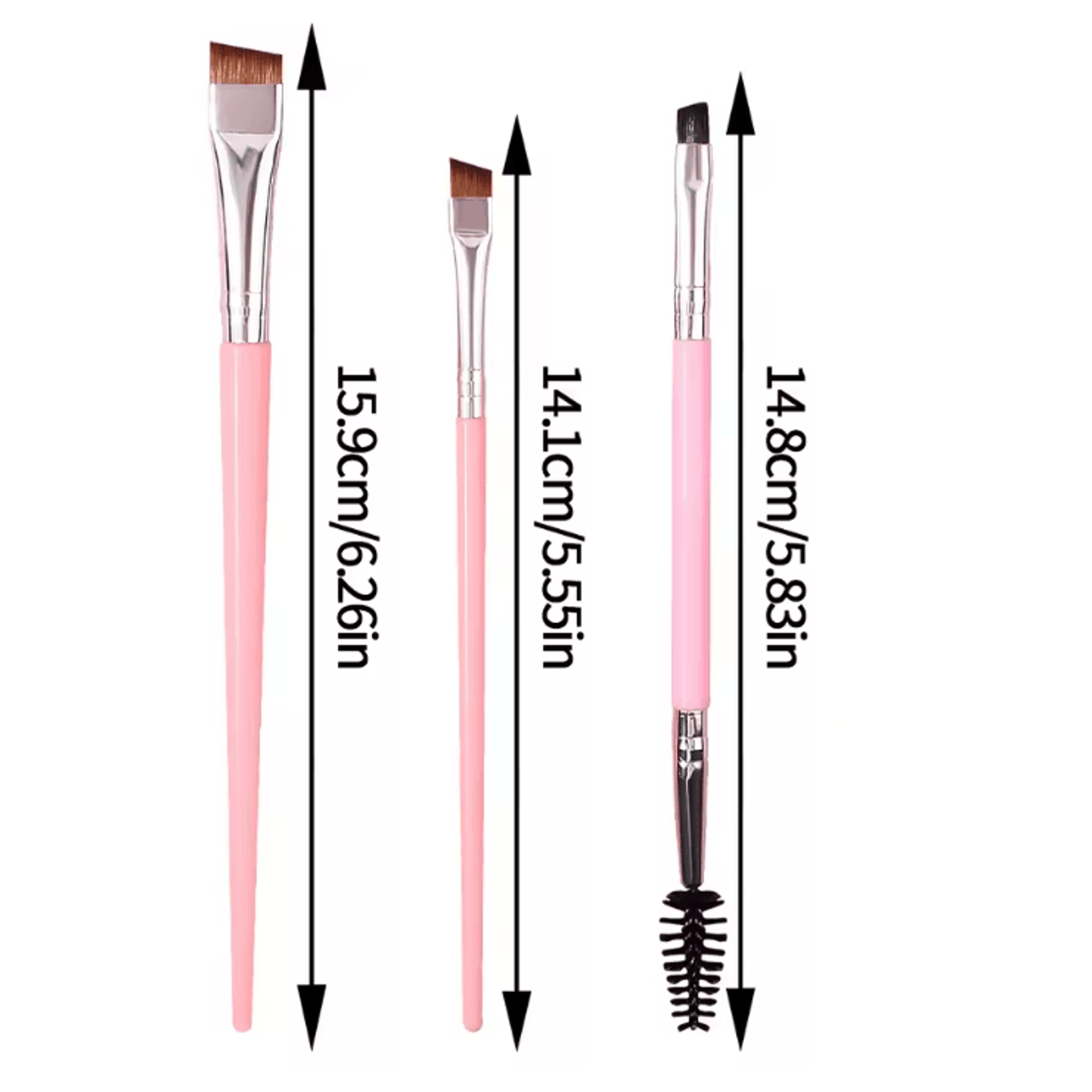 3 Piece Precision Eye Makeup Brush Set With Blade Eyeliner And Dual Head Brow Comb 4