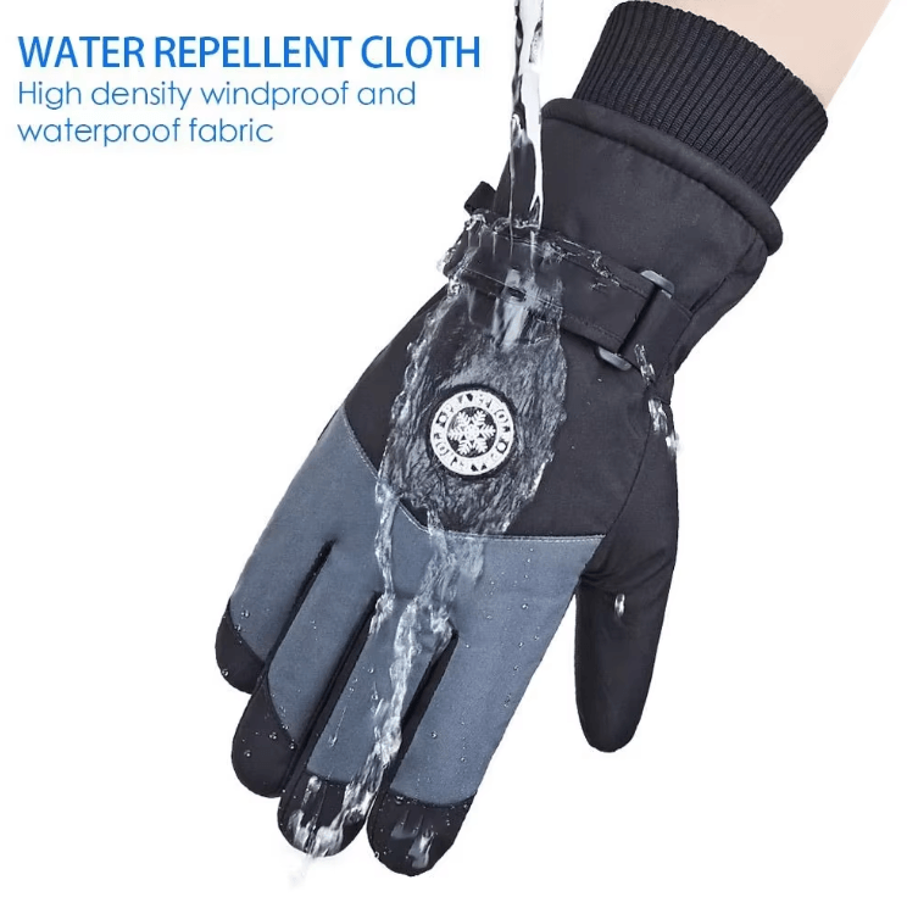 Waterproof Touchscreen Ski Gloves With PU Leather Grip Thermal Winter Snow Gloves For Outdoor Sport 1