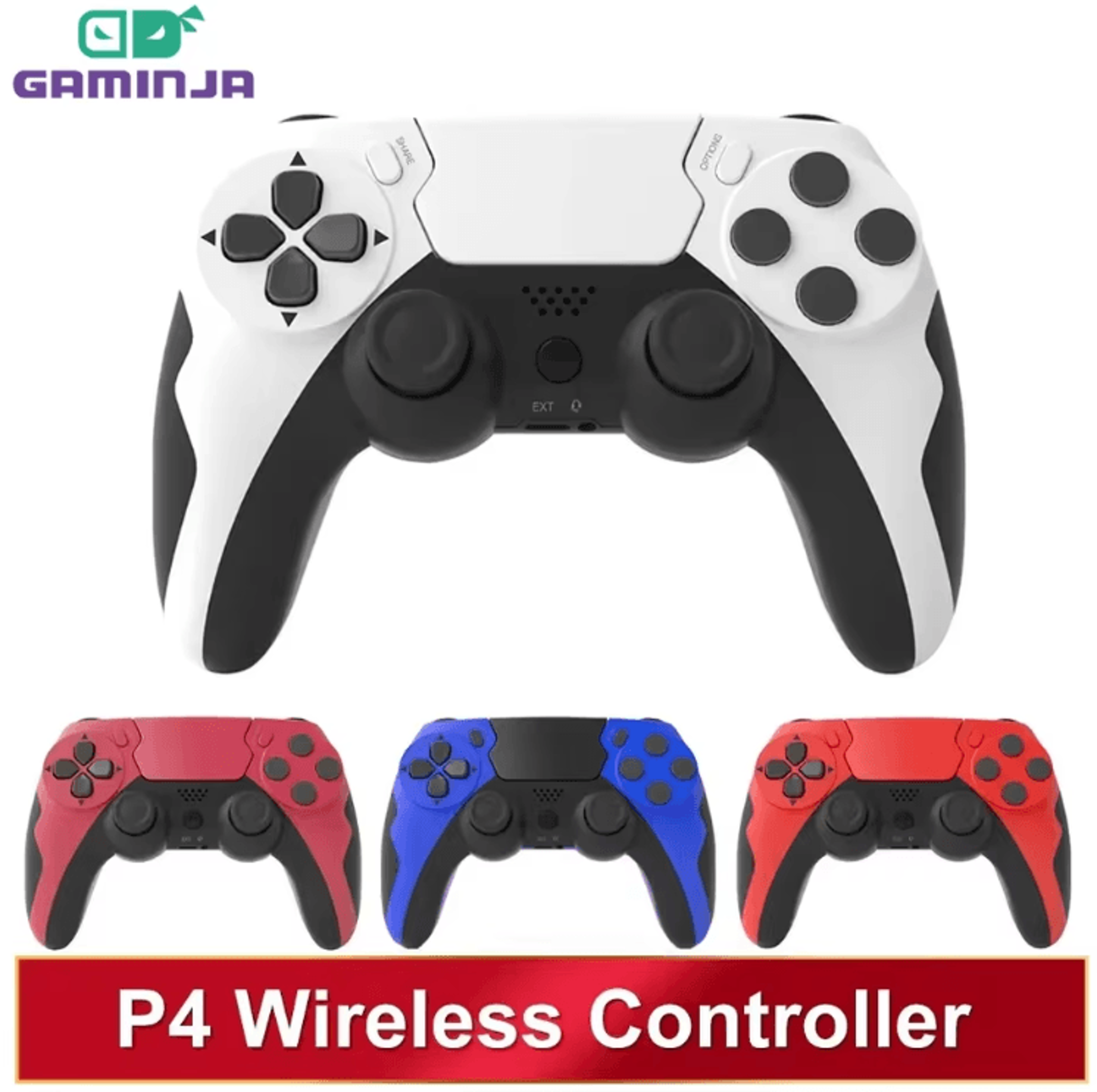 GAMINJA Wireless Bluetooth Controller Gamepad Dual Vibration 6Axis For PS4 PS3  PC 0