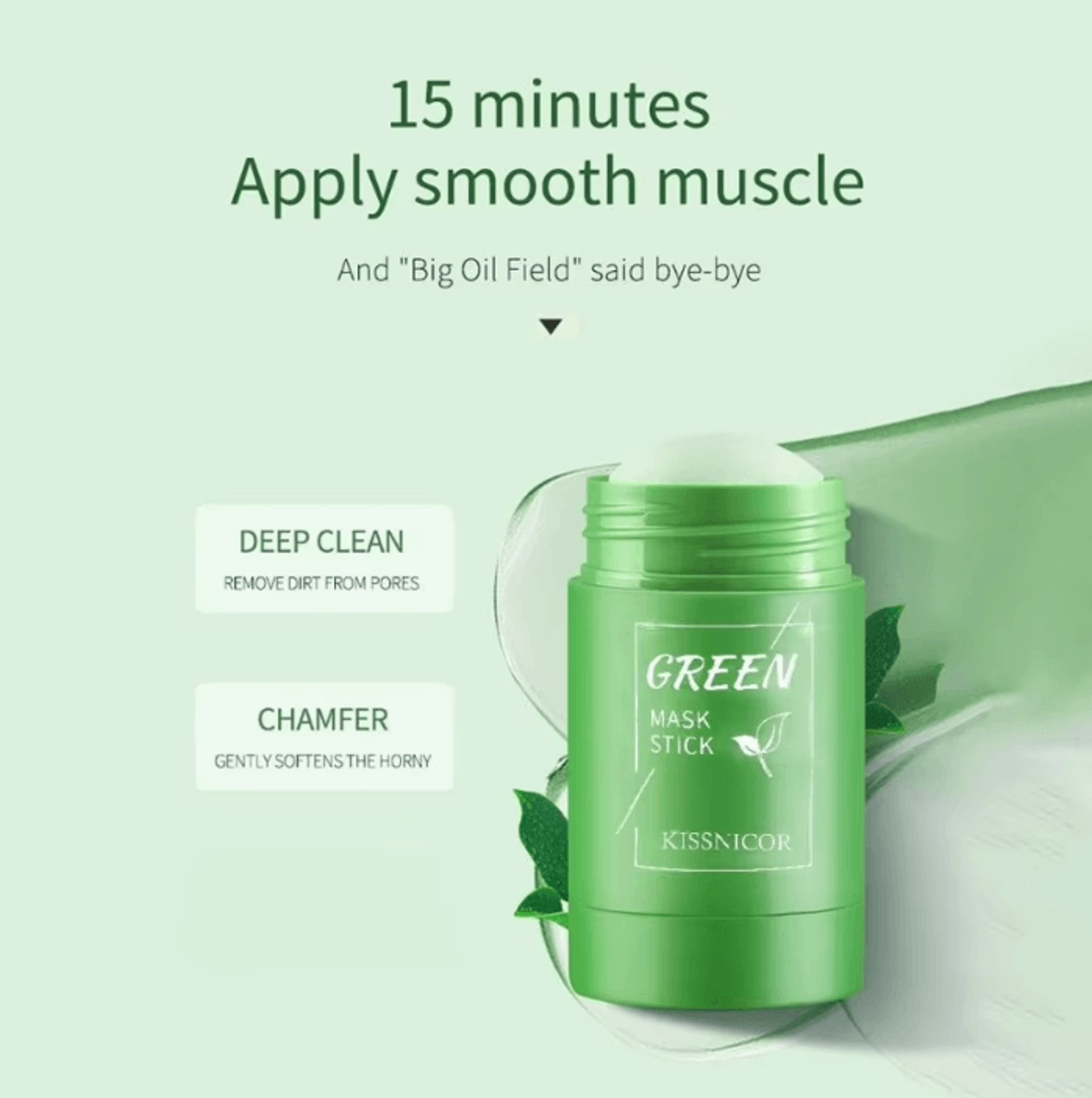 Green Tea Cleansing Face Mask Deep Moisturizing Pore Minimizing Anti Acne Skincare Stick 3