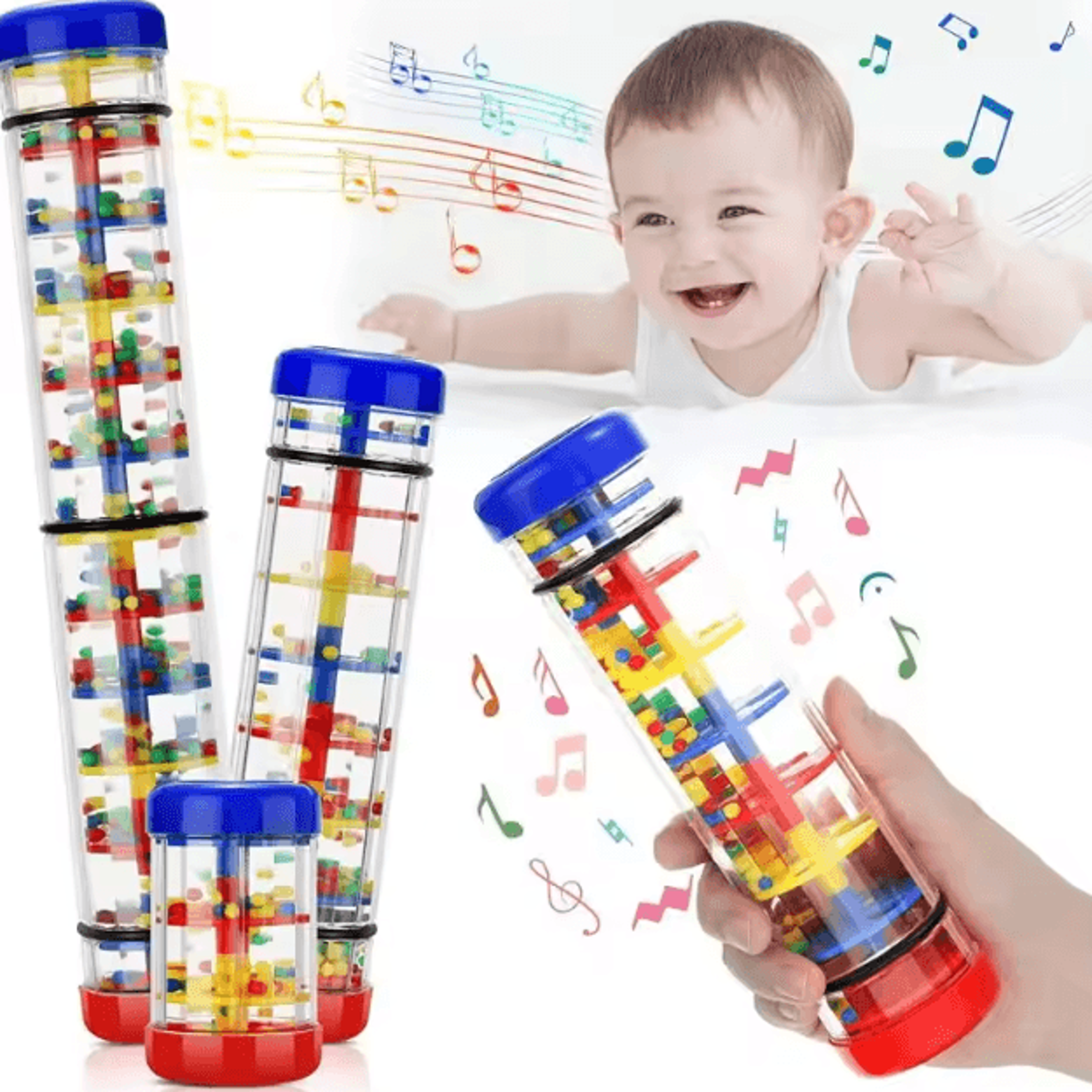 Baby Rain Stick Sensory Rattle  Montessori Musical Rainmaker Toy For Infants 612 Months 0