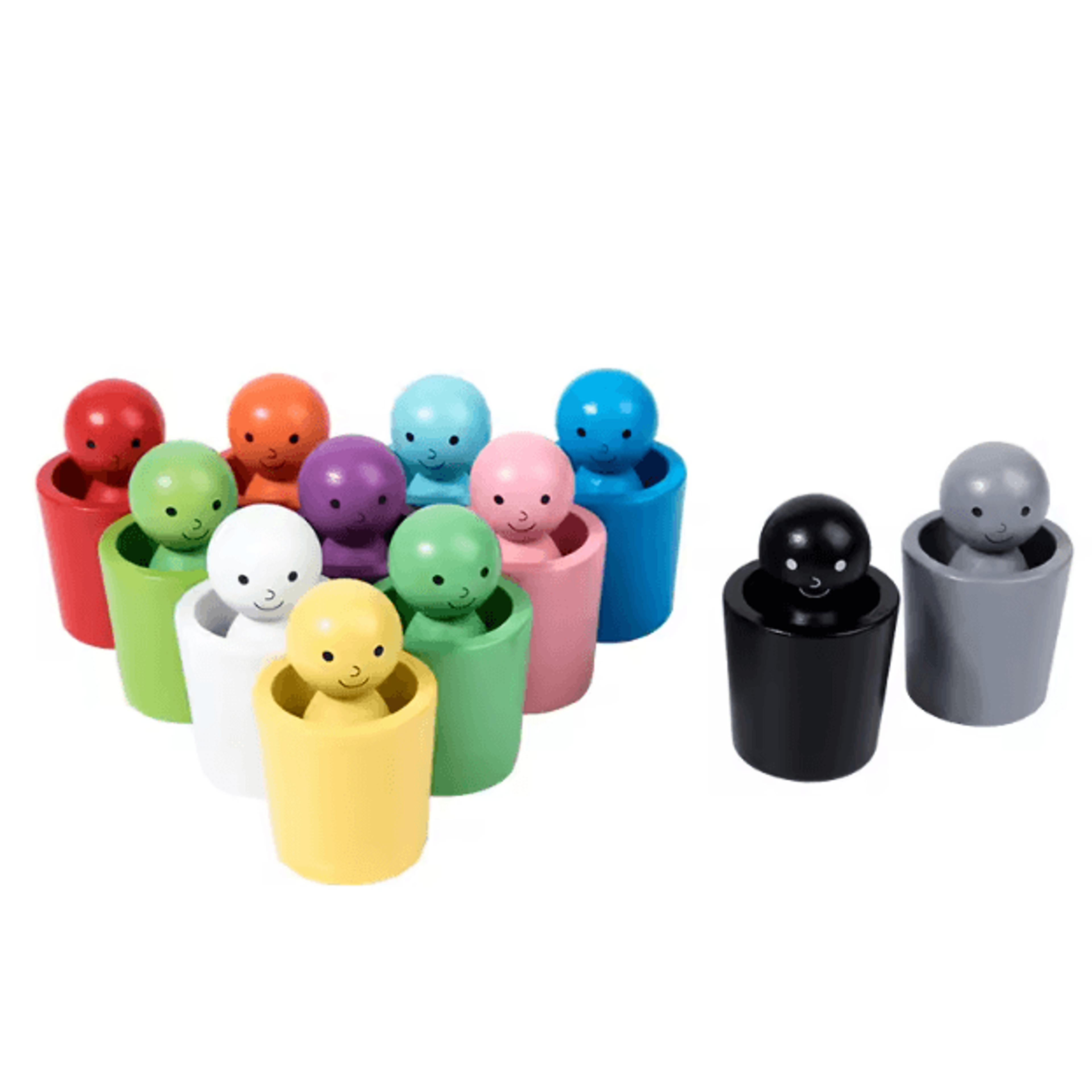 Montessori Wooden Color Sorting Cups Toy  Kids Matching  Cognitive Learning Game 4