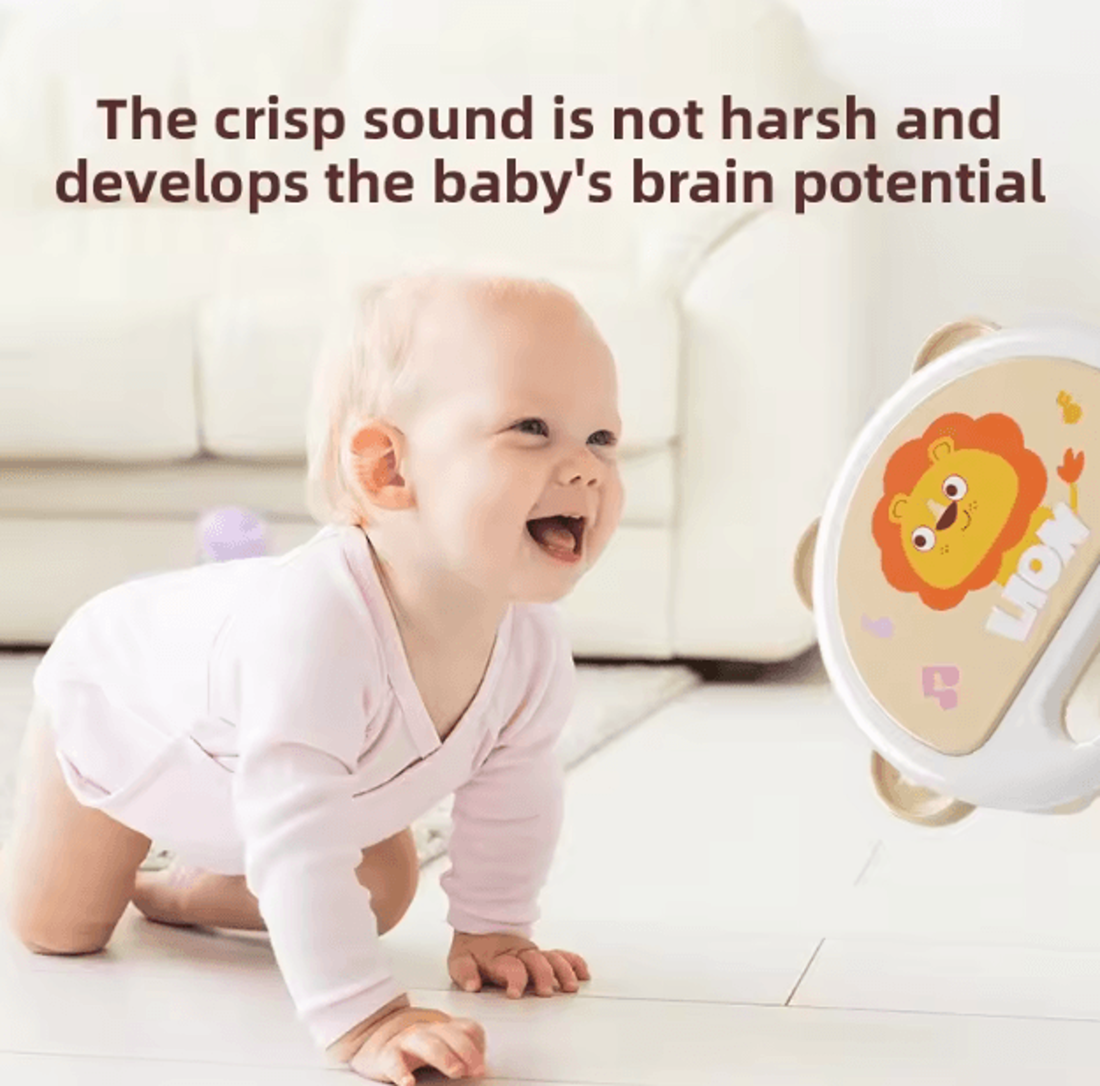 Lion Baby Drum Toy  Montessori Handheld Musical Rattle For Sensory Learning 2
