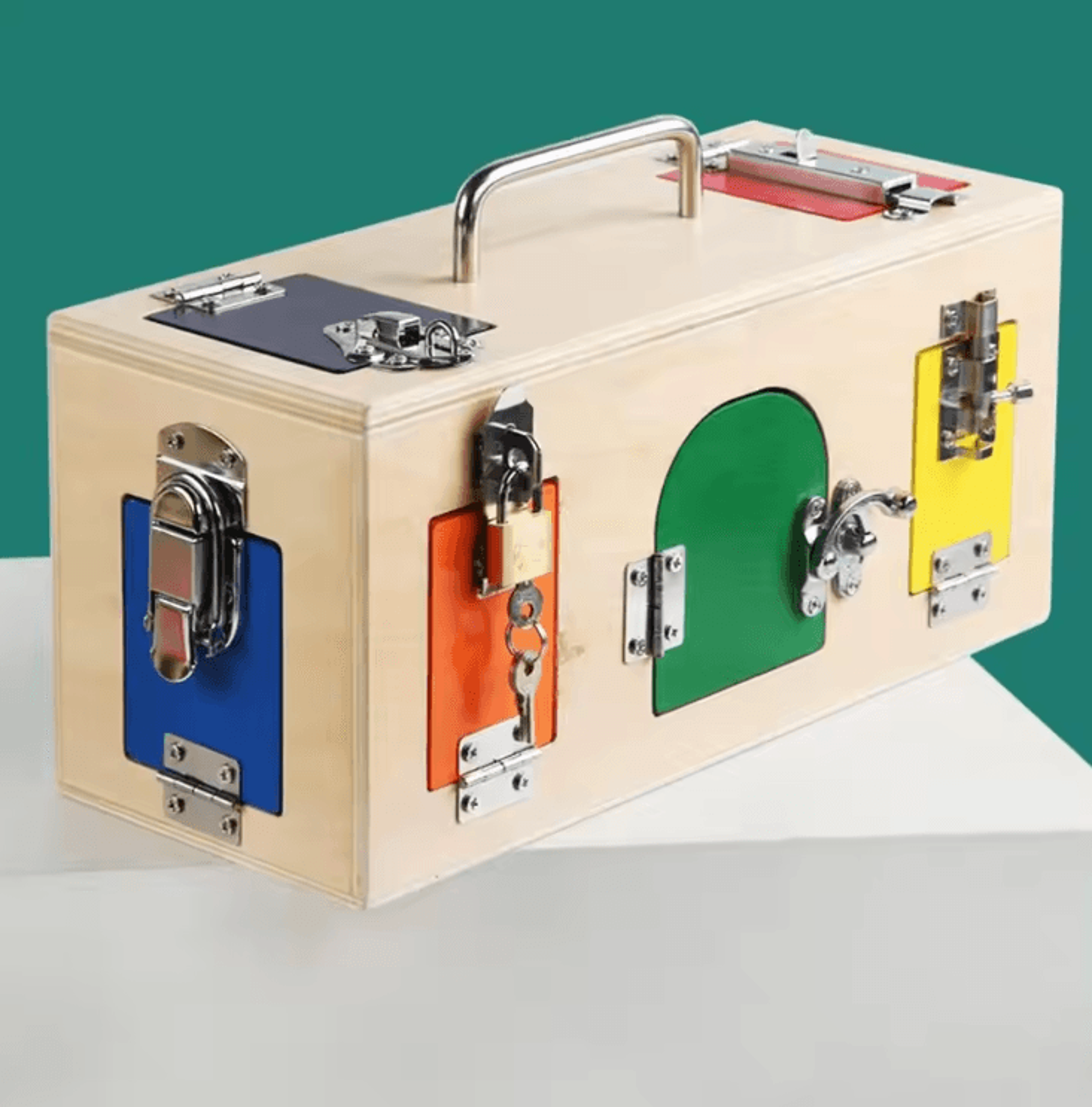 Wooden Busy Box Montessori Educational Material Lock Latch Box Early Educational Kids Toys Birthday 0