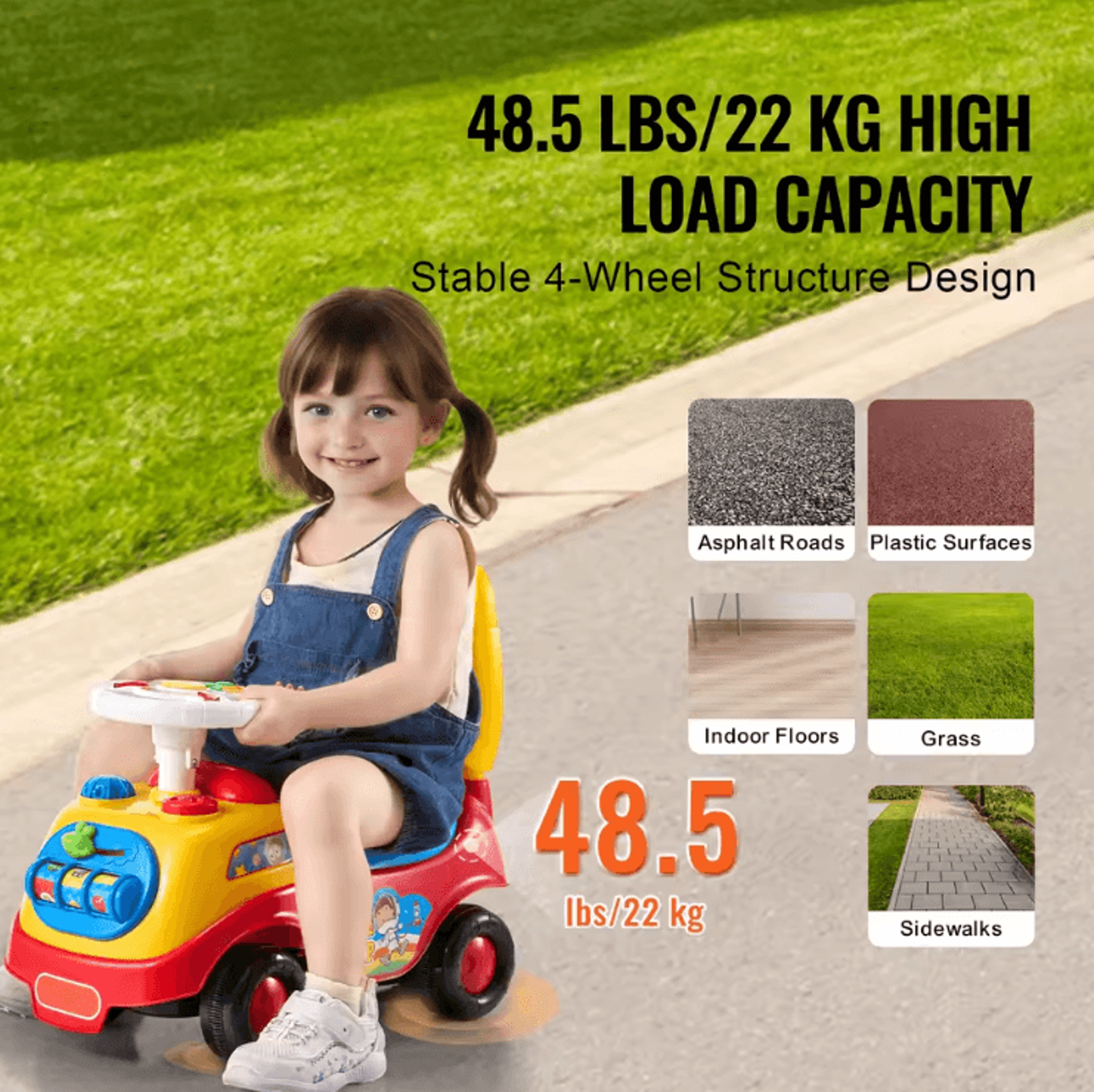 Toddler RideOn Push Car With Music  Storage  Sit To Stand Learning Walker Toy 2