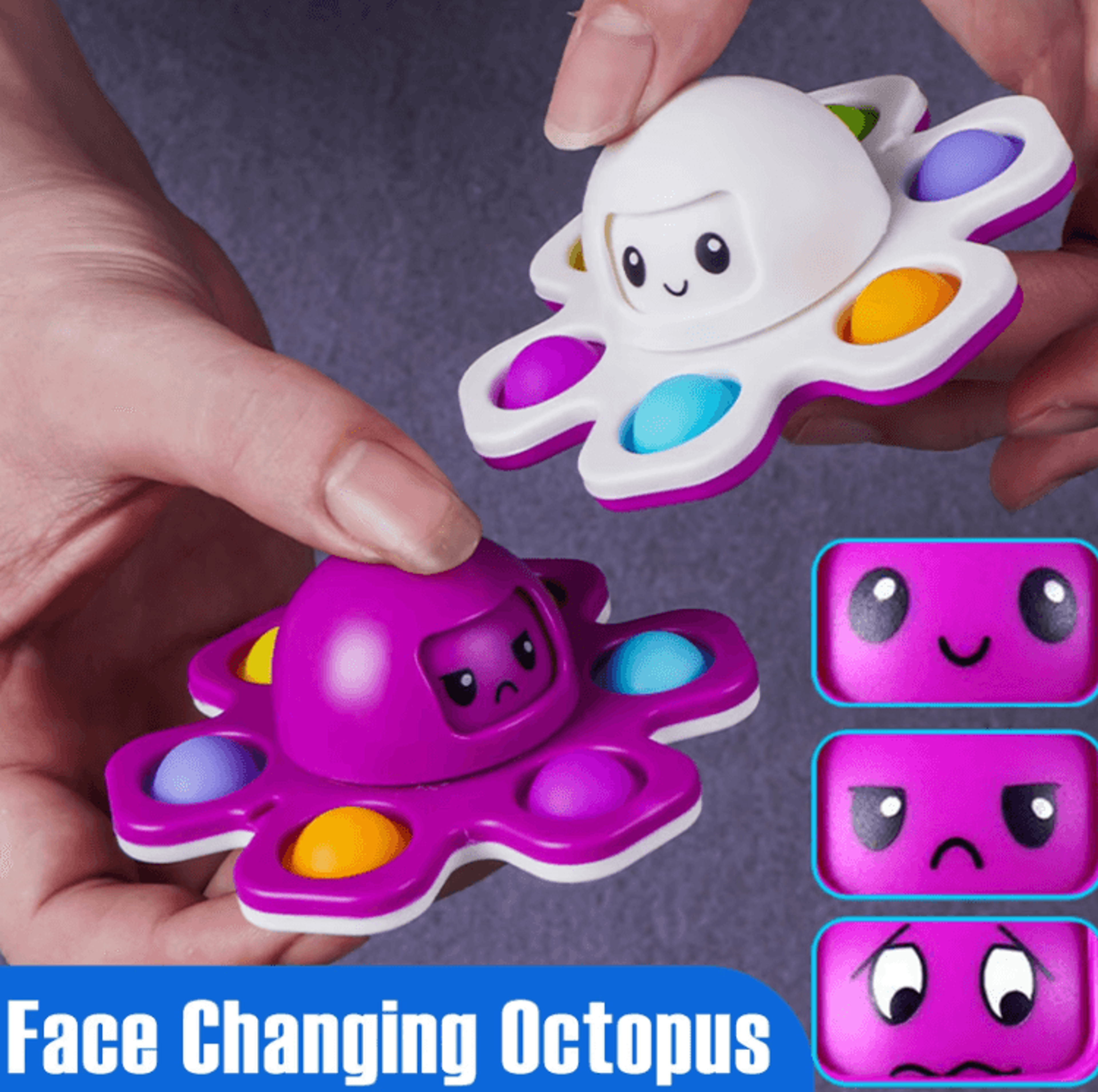 FaceChanging Push Pop Fidget Spinner  Sensory Stress Relief Toy For Kids 0