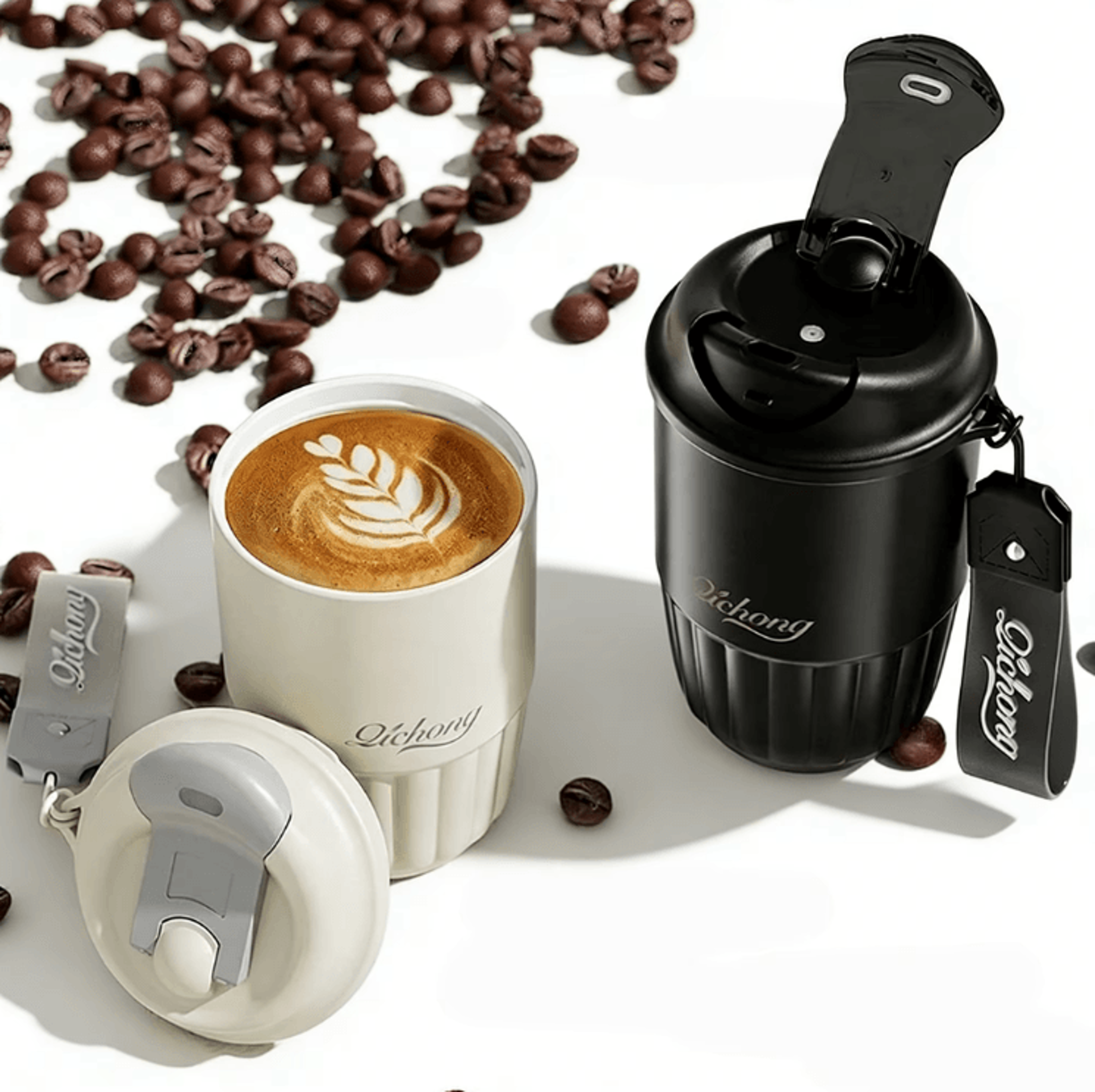 410ML Ceramic Liner Thermos Coffee Cup  Double Wall Stainless Steel Leakproof Travel Mug 1