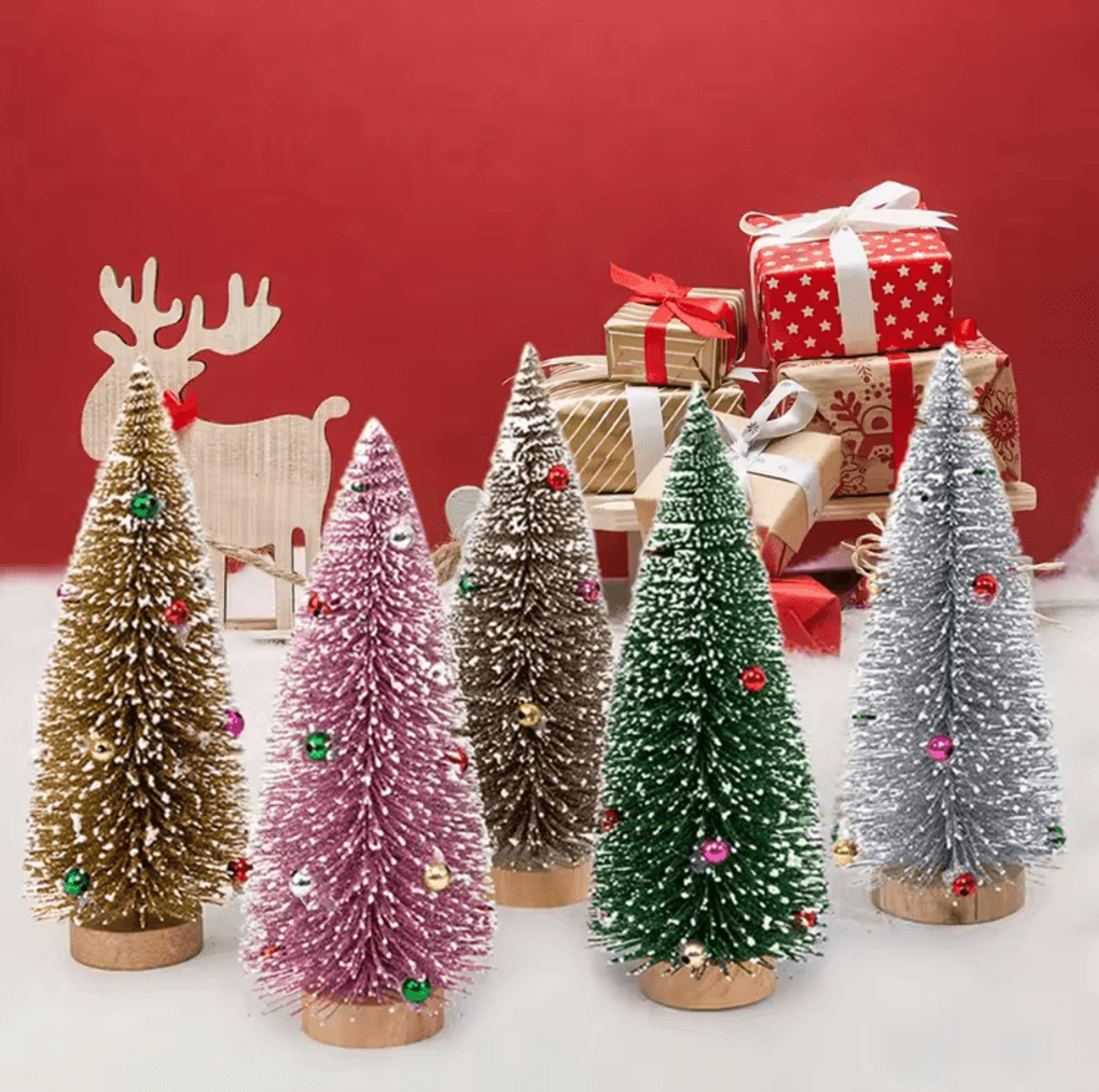 Mini Cedar Christmas Tree  Snow Flocked Tabletop Miniature Decor 0
