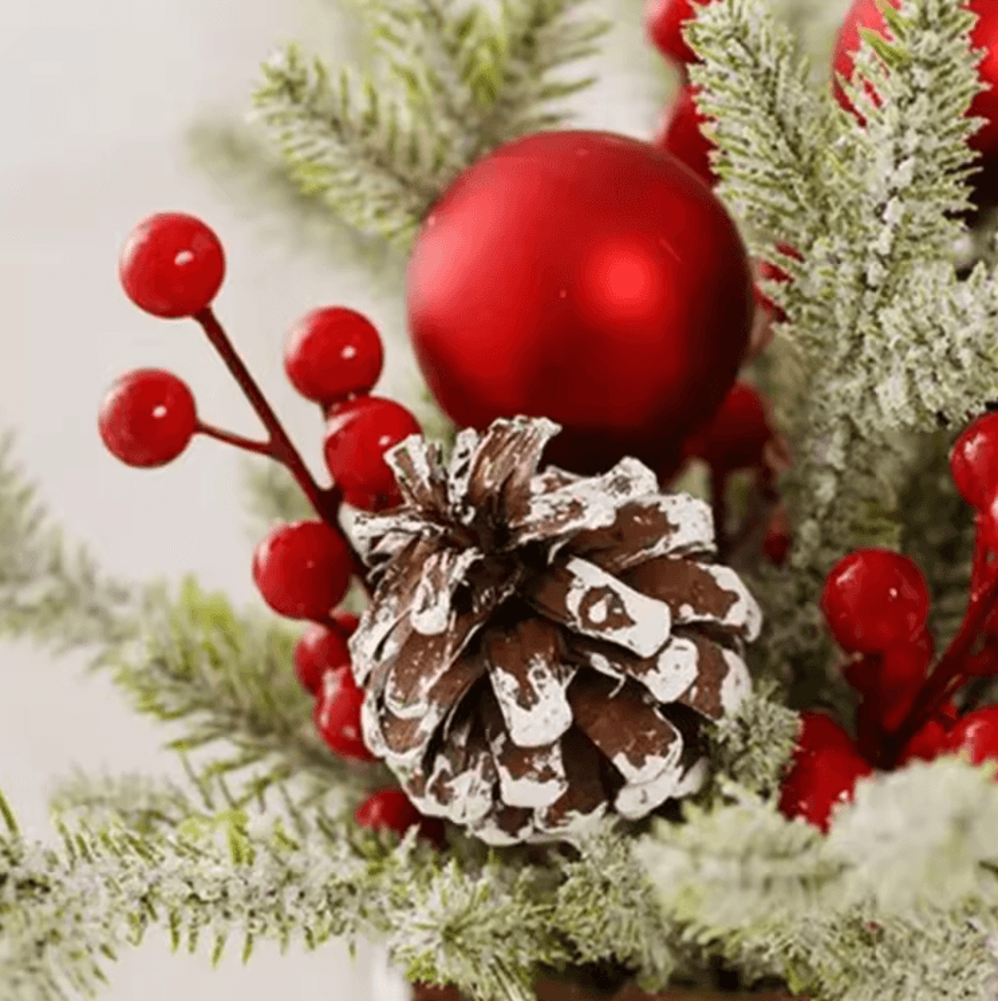 Mini Christmas Tree With Pine Cone  Red Berry  Tabletop Festive Decor 2