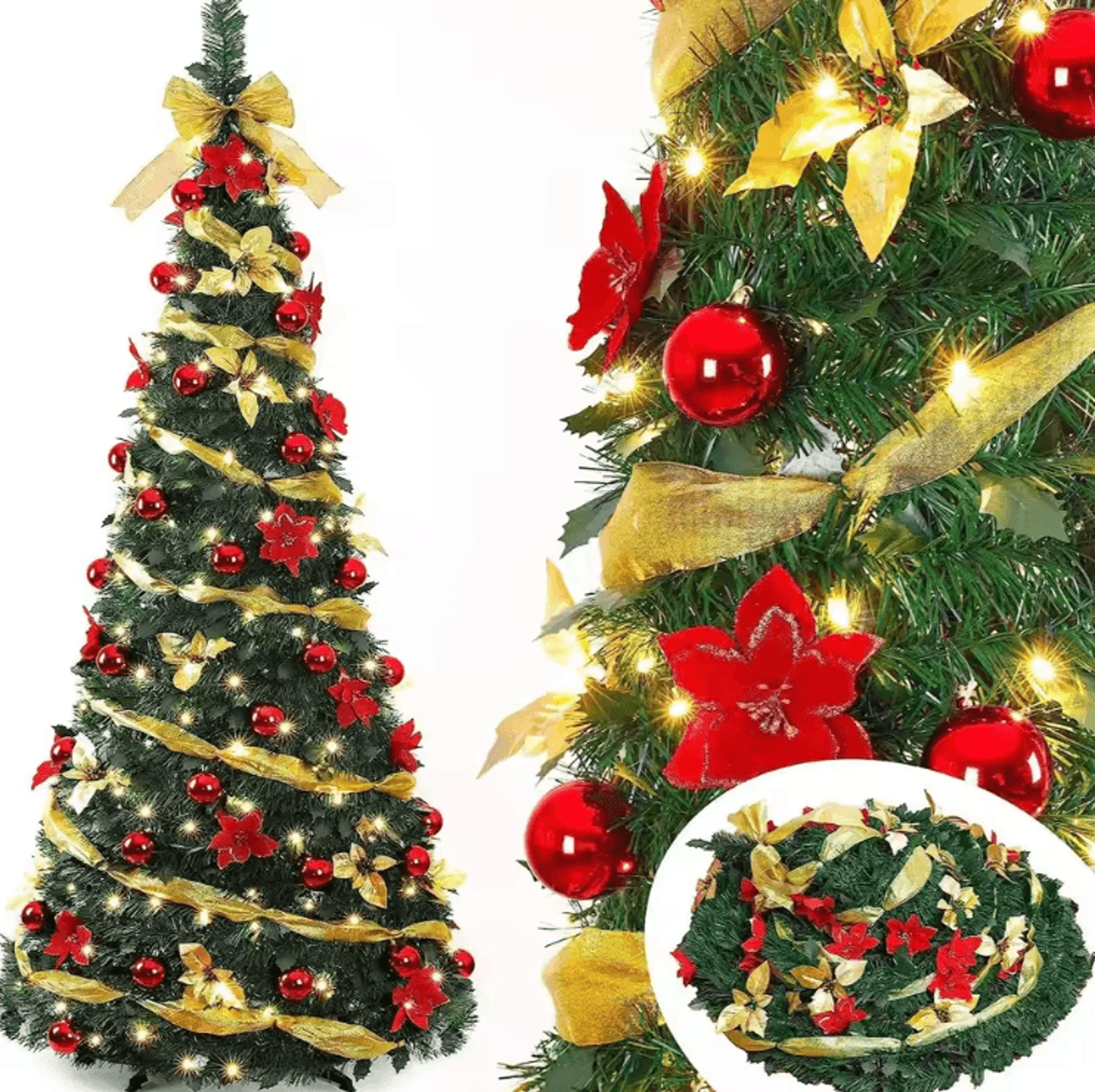 PopUp Christmas Tree 120cm  Foldable PreDecorated Festive Tree 4