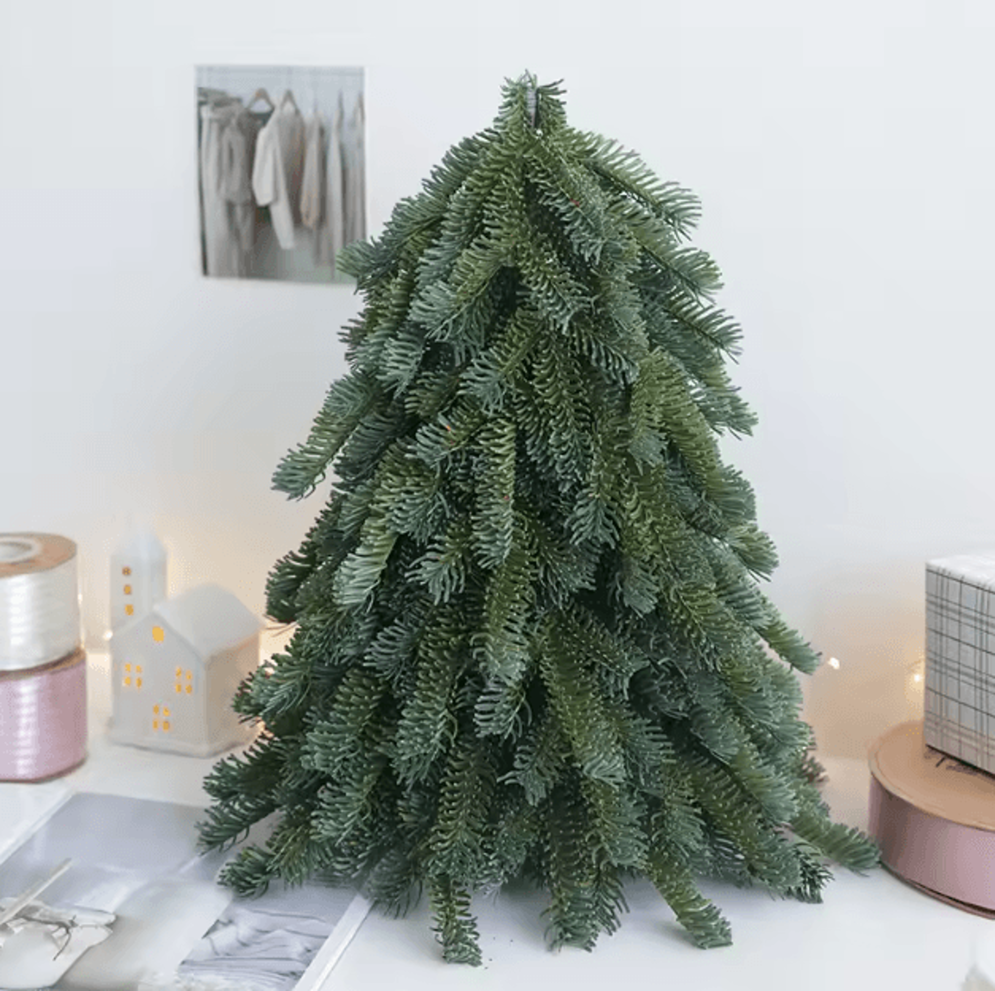 Simulated Noble Pine Christmas Tree  Realistic Tabletop Festive Decor 4