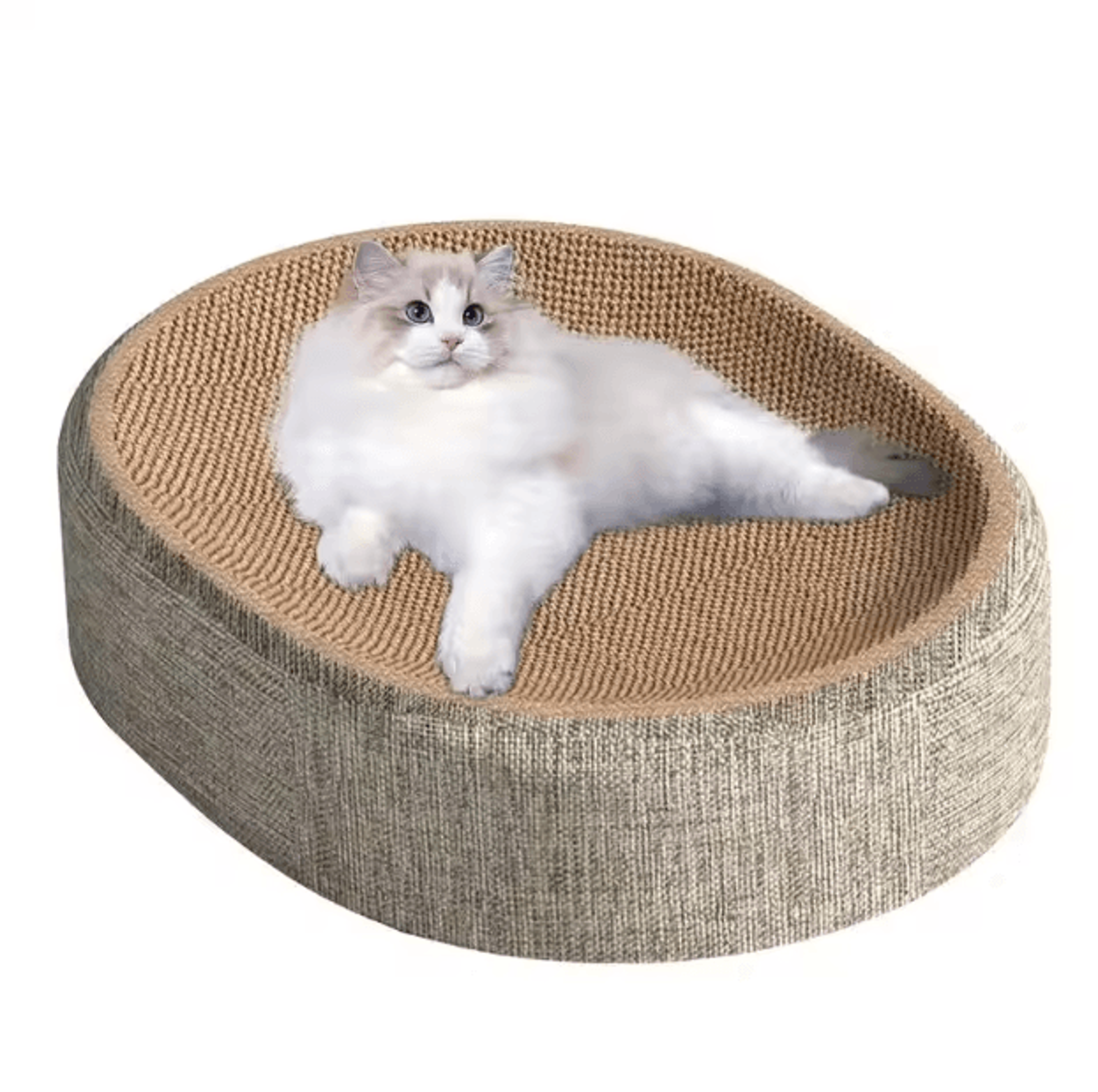 2in1 Sisal Cat Scratching Board Bed  Durable Oval Scratcher  Cozy Cat Nest 0