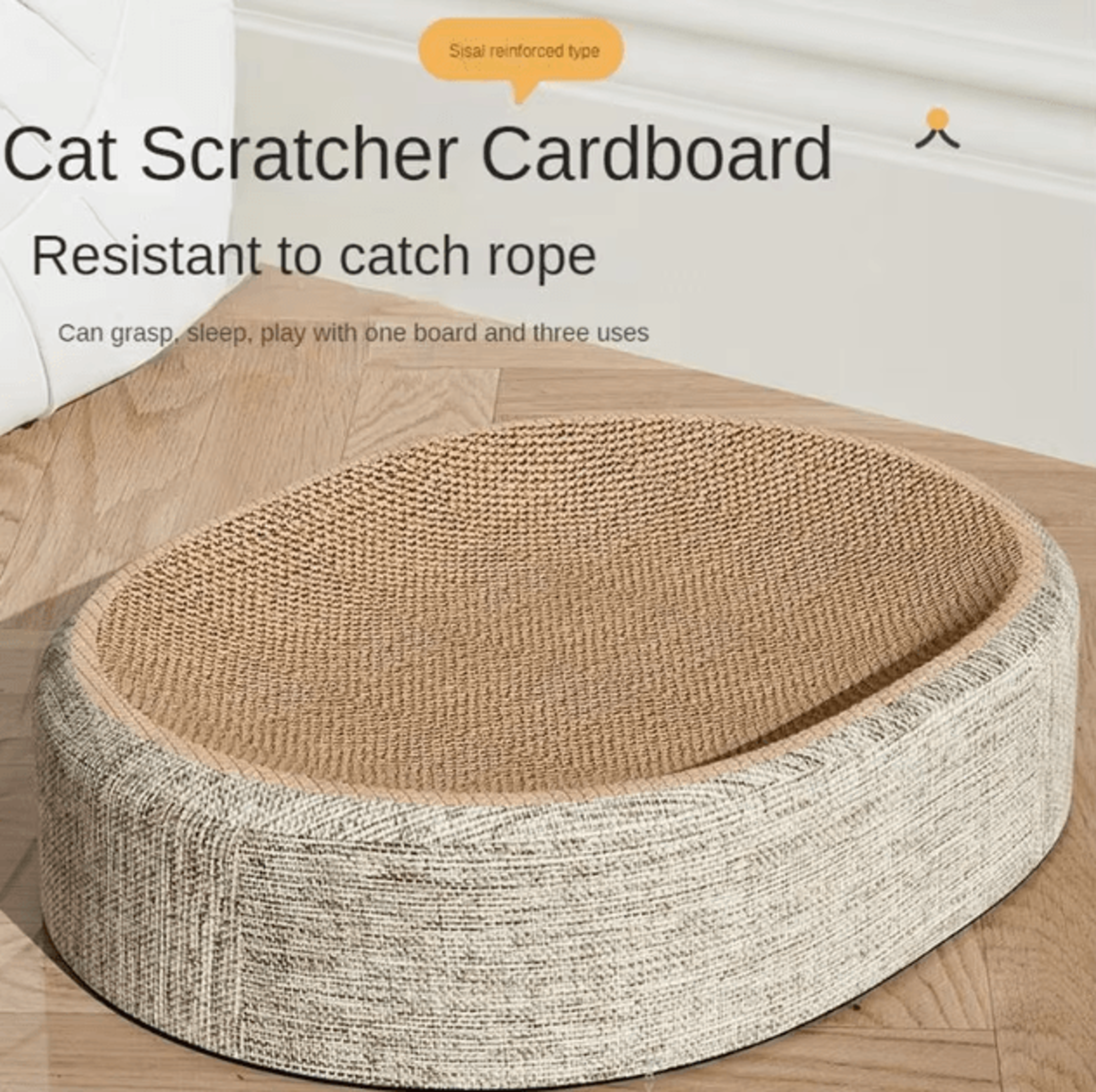 2in1 Sisal Cat Scratching Board Bed  Durable Oval Scratcher  Cozy Cat Nest 2